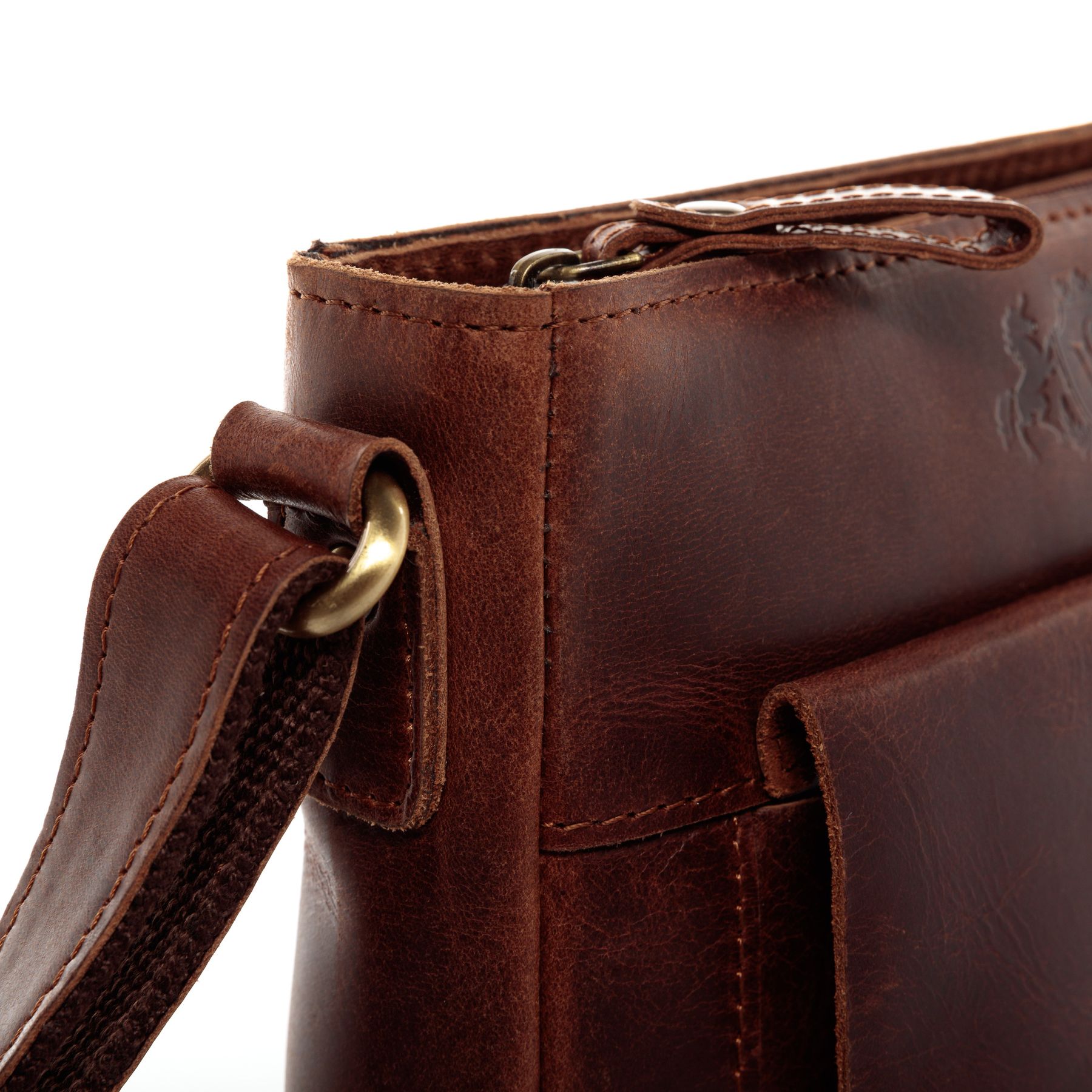 SID & VAIN Schultertasche Leder & Umhängetasche Leder klein YALE braun-cognac 10664