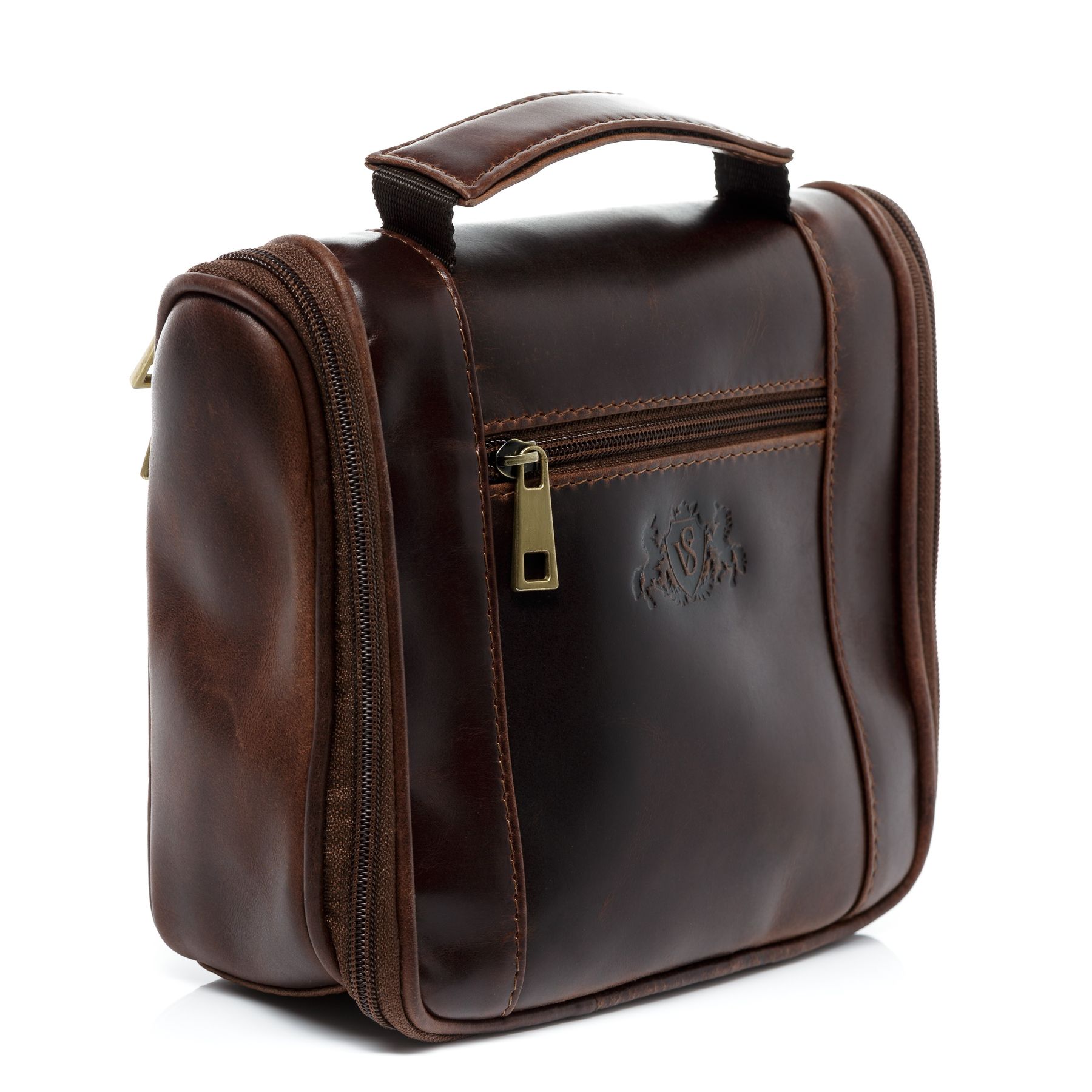 SID & VAIN Kulturbeutel Leder-hanging HEATHROW braun-cognac 10806