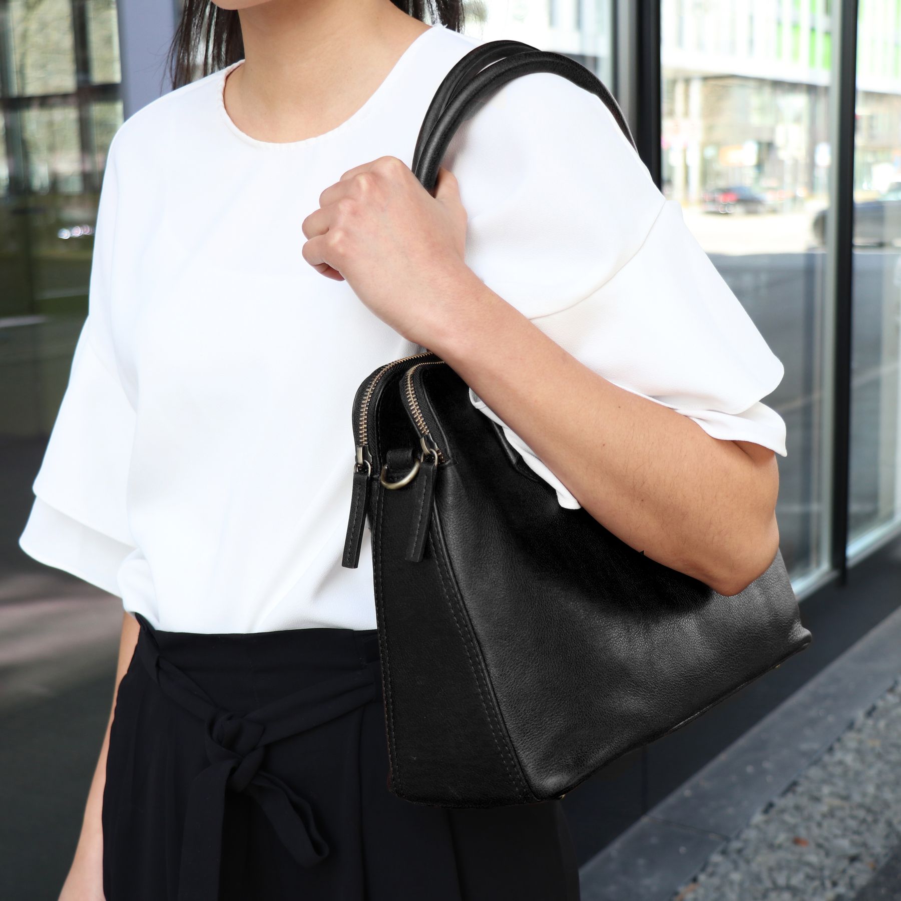 BACCINI Businesstasche Damen Leder ROSARIA schwarz 19833