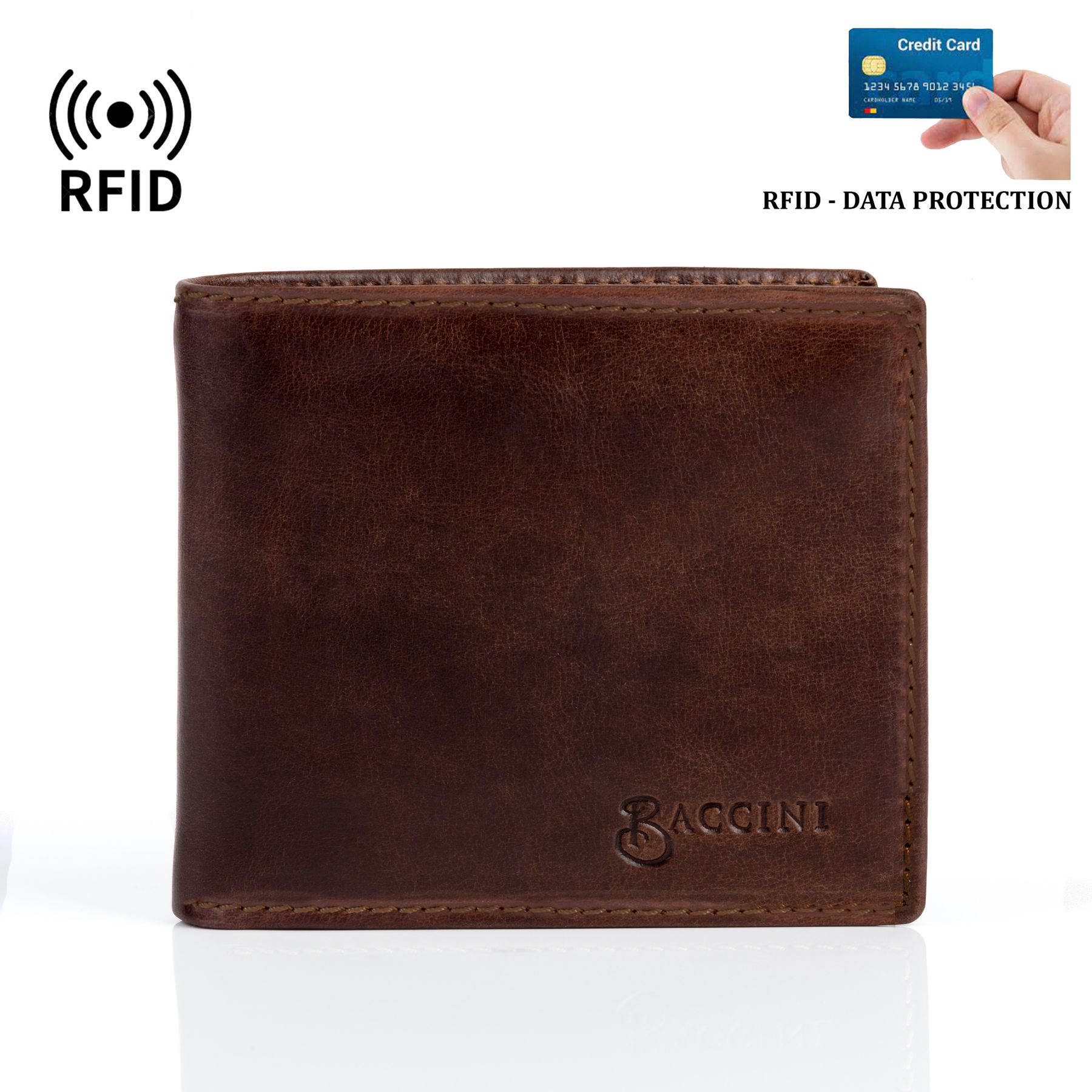 BACCINI Geldbeutel Leder EastWest - LEANDRO brown-match 36763