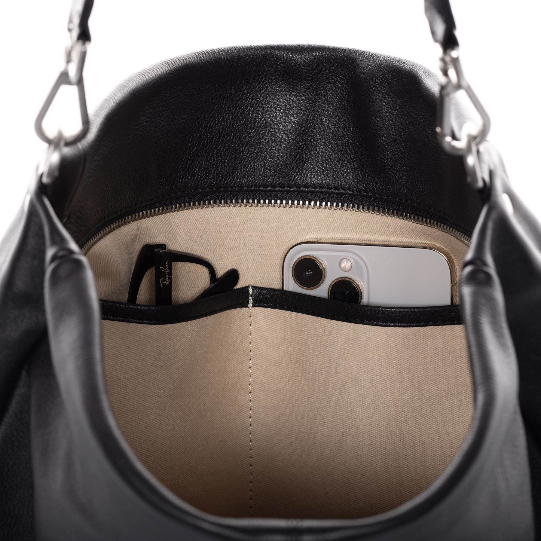 BACCINI Hobo Bag Leder REMI in beige, taupe oder schwarz Handtasche 17