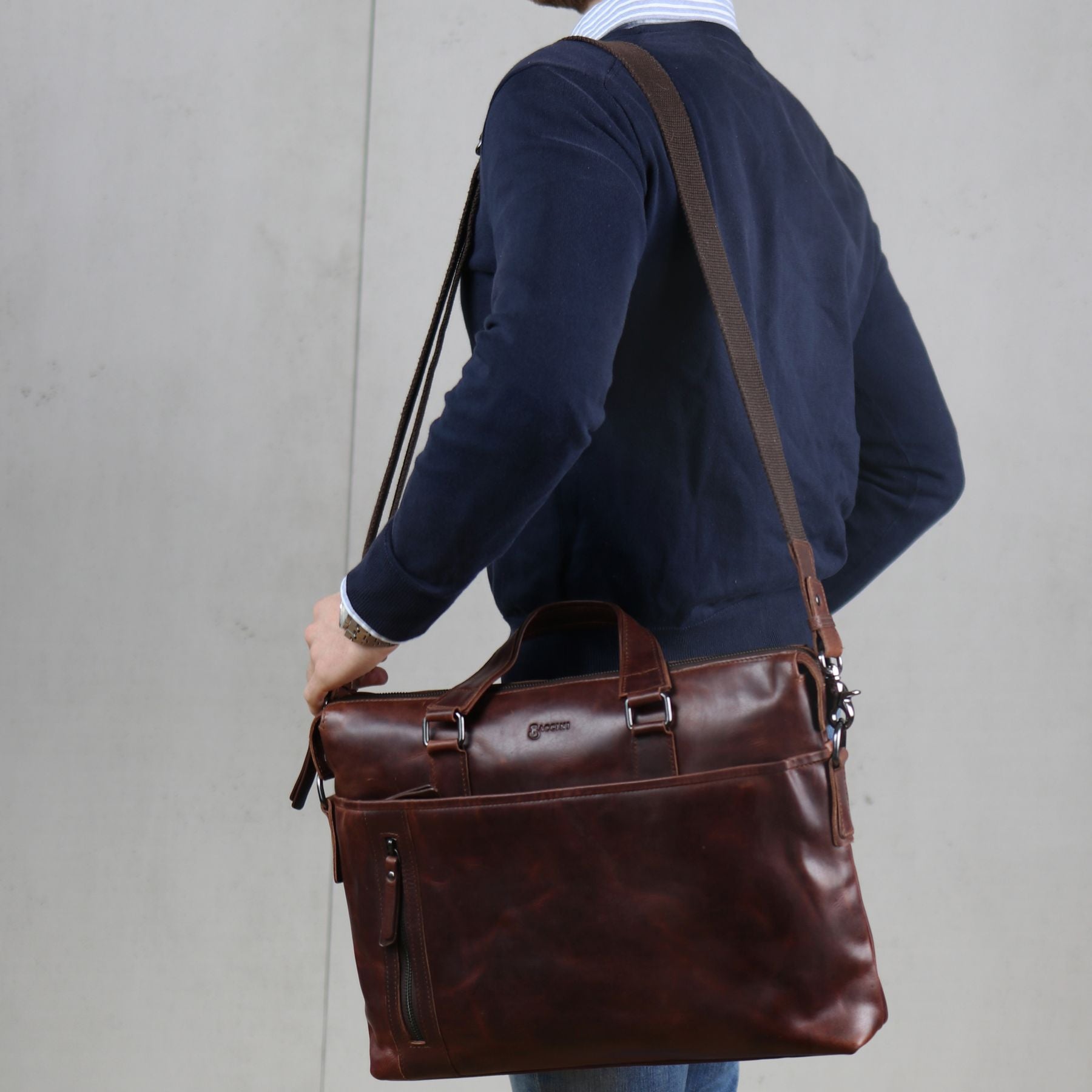 BACCINI Laptoptasche Leder LEANDRO braun-cognac 33074