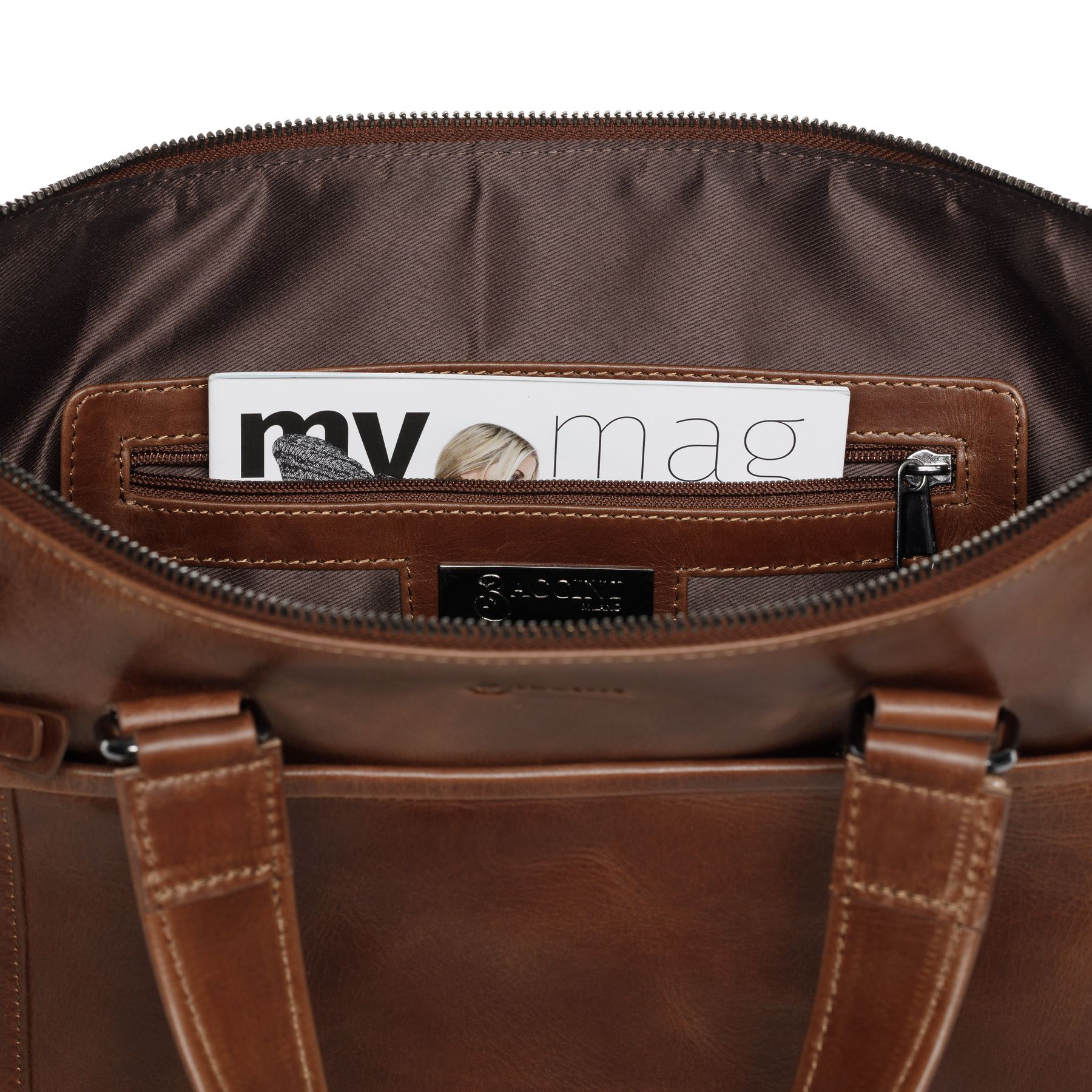 BACCINI Laptoptasche Leder LEANDRO light-brown 27533