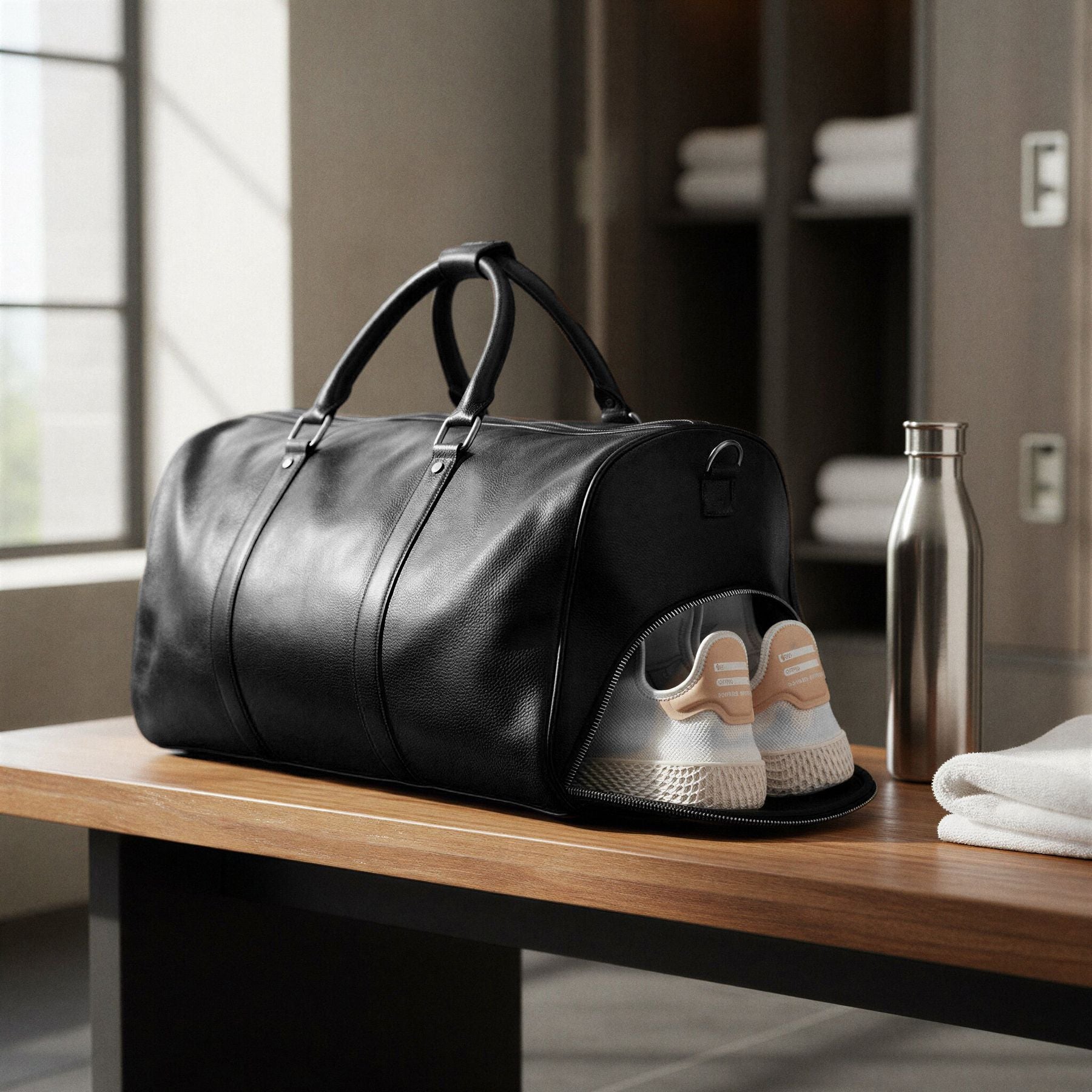 BACCINI Reisetasche Sporttasche Leder FLORIAN schwarz 52 cm gym