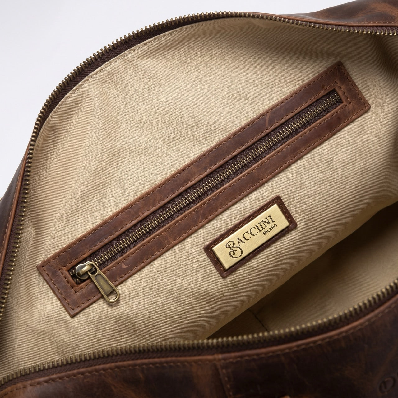Reisetasche Leder braun Detail
