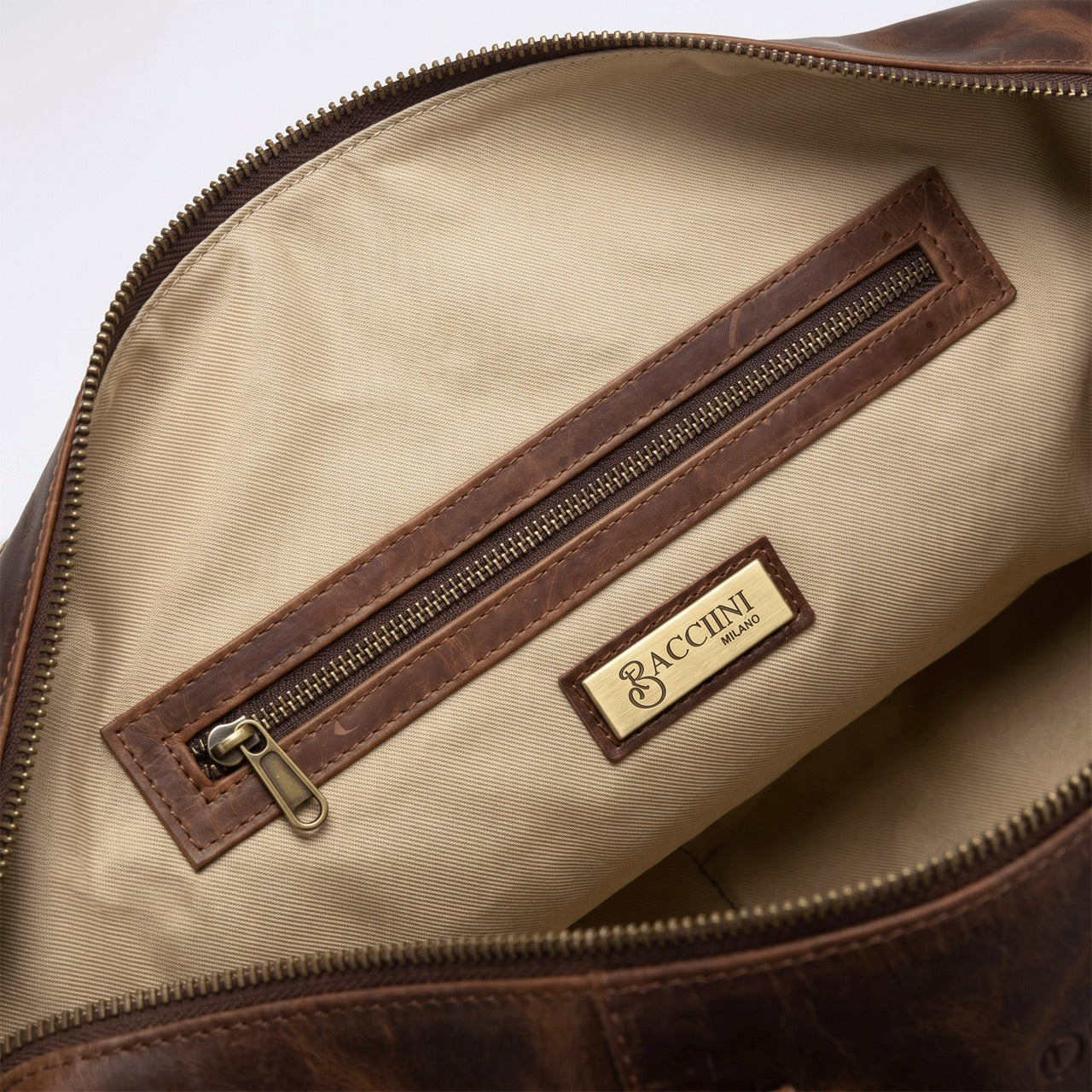 Reisetasche Leder braun Detail