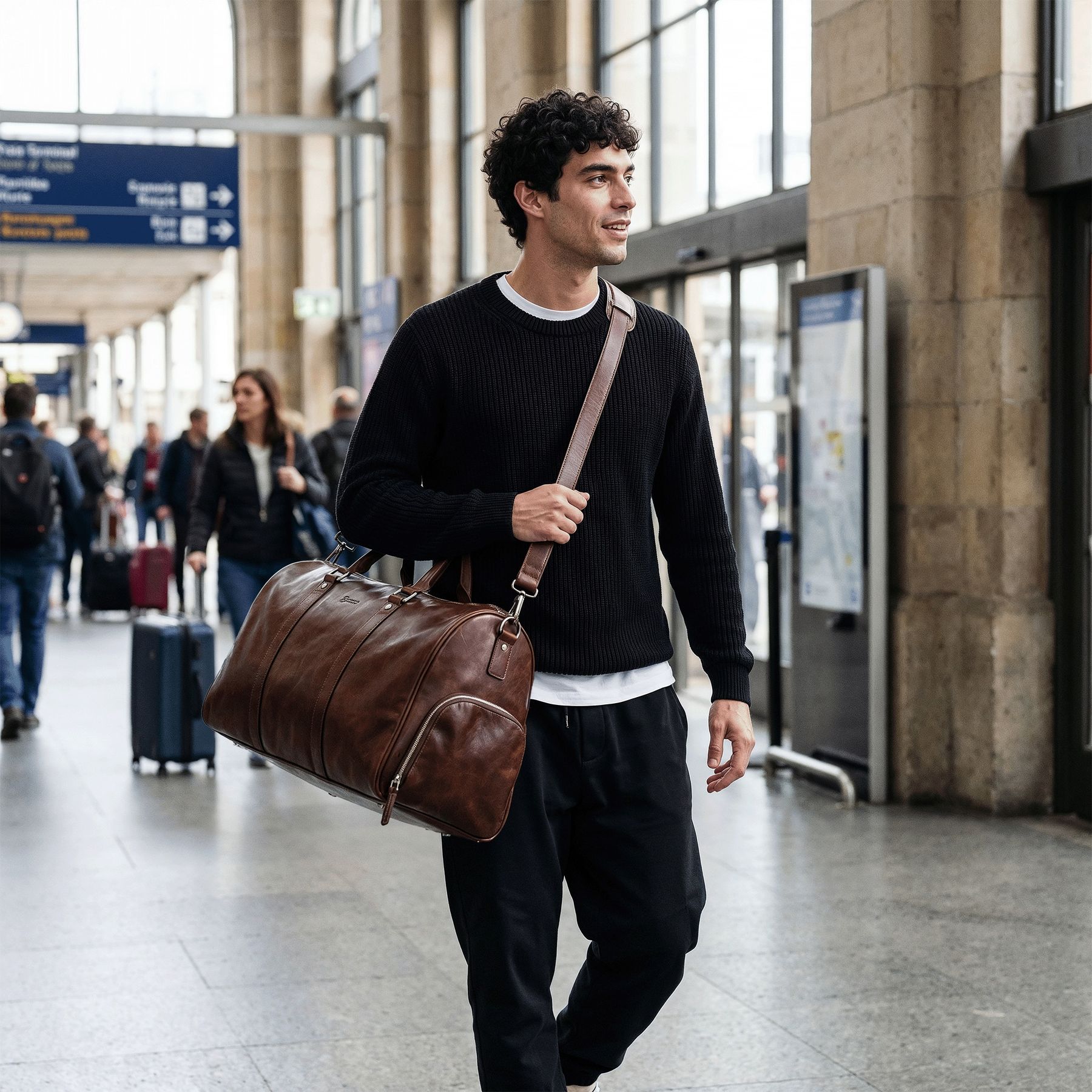 Ledertasche Sporttasche braun Florian groß Inuse 2
