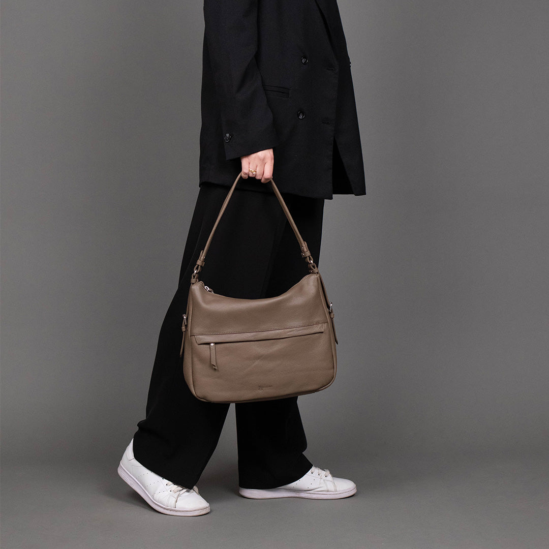 BACCINI Schultertasche Leder ROSA in beige taupe oder schwarz 36790