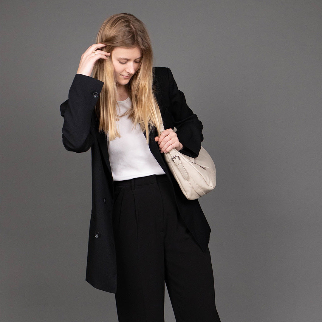 BACCINI Schultertasche Leder ROSA in beige taupe oder schwarz 50095