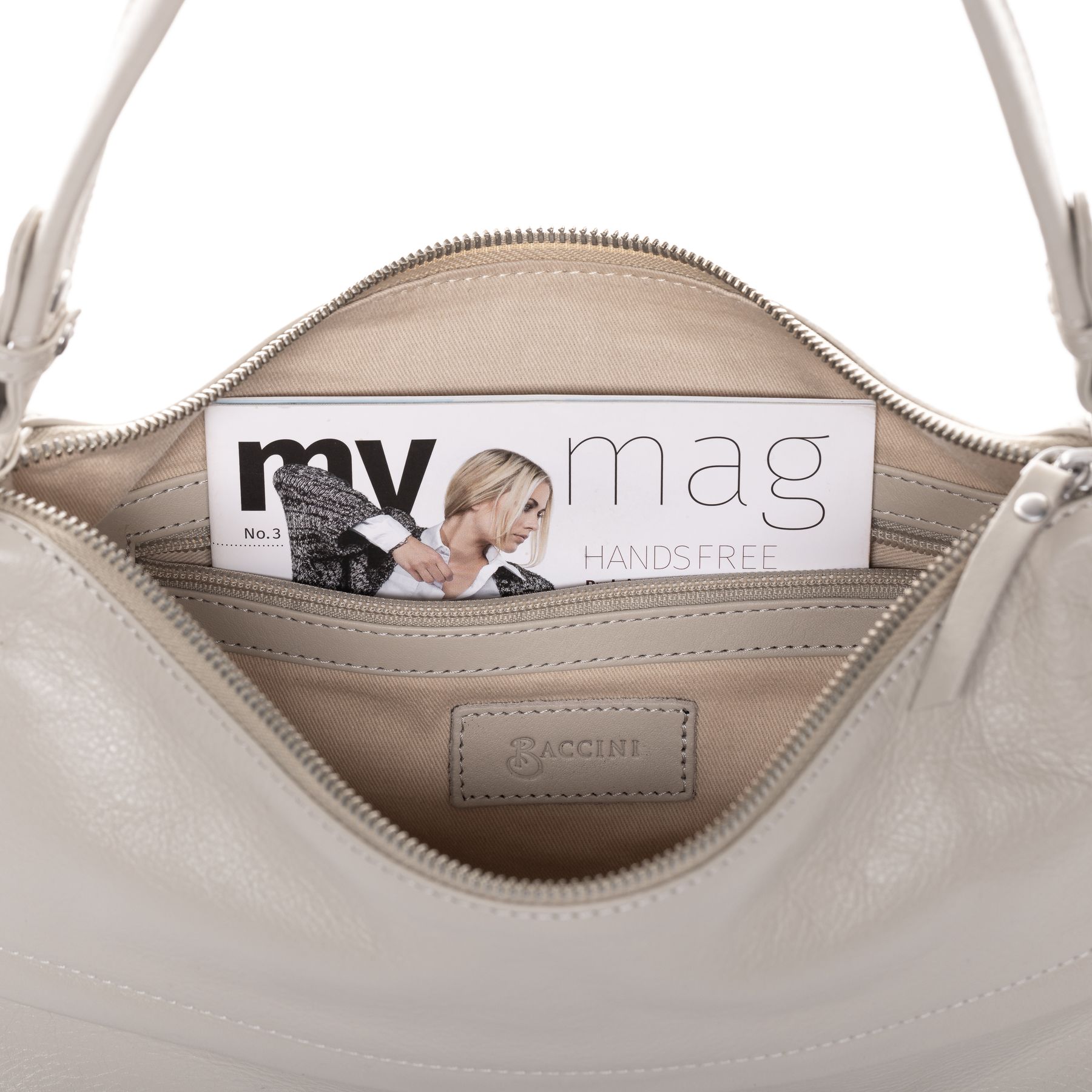 BACCINI Schultertasche Leder ROSA in beige taupe oder schwarz 36658