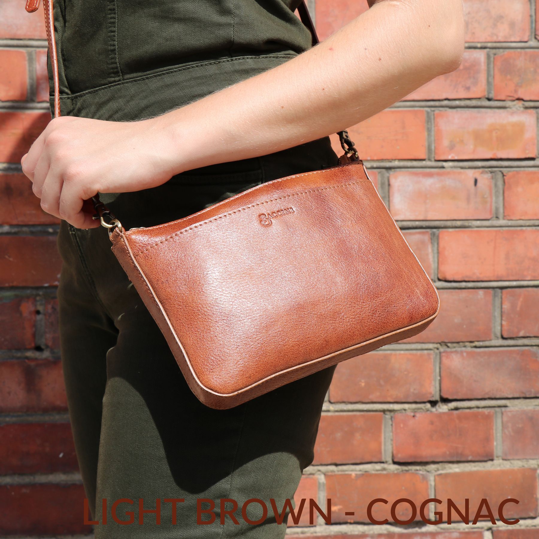 BACCINI Schultertasche Leder & Clutch Leder klein LORENA light-crunchy-tan 17227