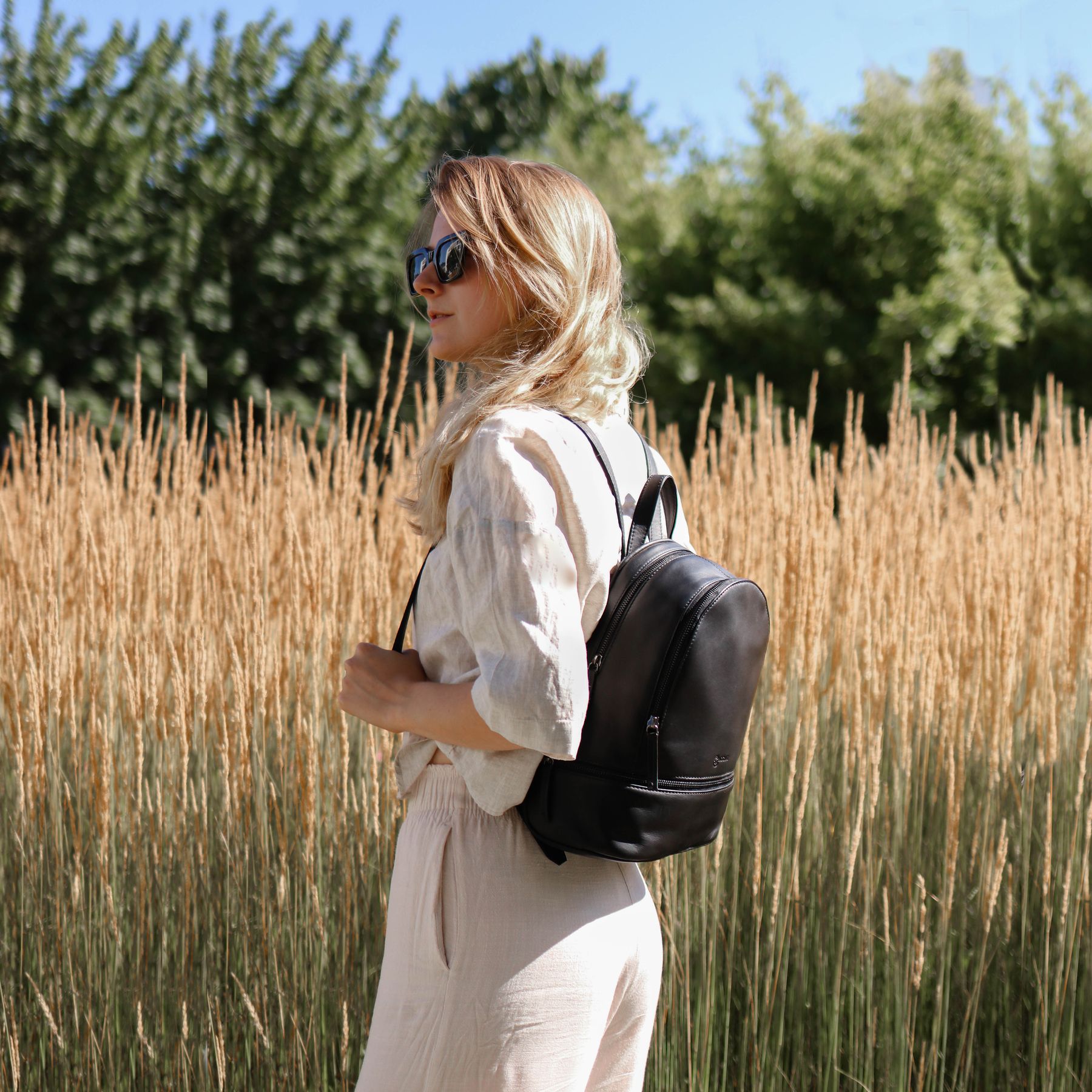 BACCINI Rucksack Leder DINA soft-schwarz 33976