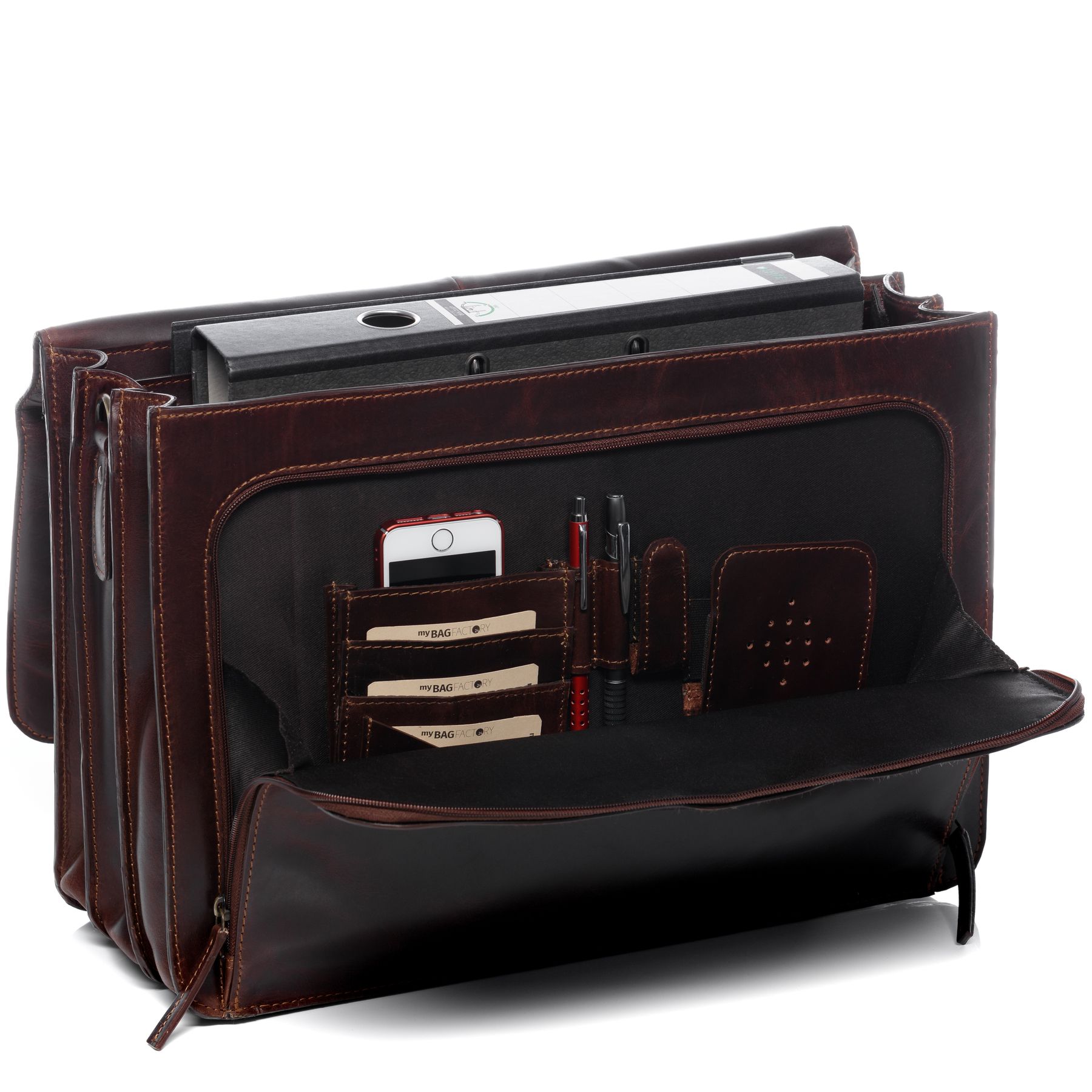 Cantas Laptop-Aktentasche Aus Kunstleder – Organizer Mit Vielen Fächern Für 15-16" Laptops