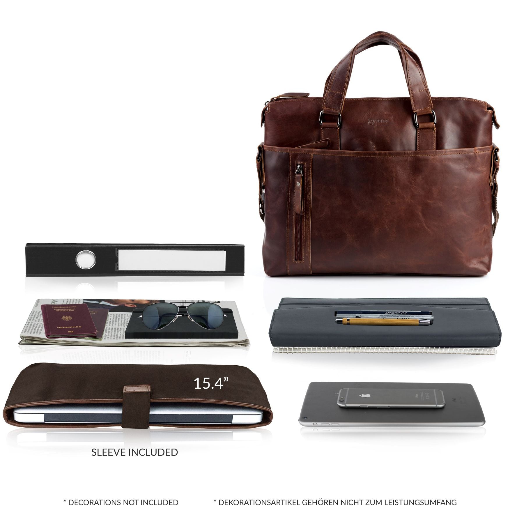 BACCINI Laptoptasche Leder LEANDRO braun-cognac 15218
