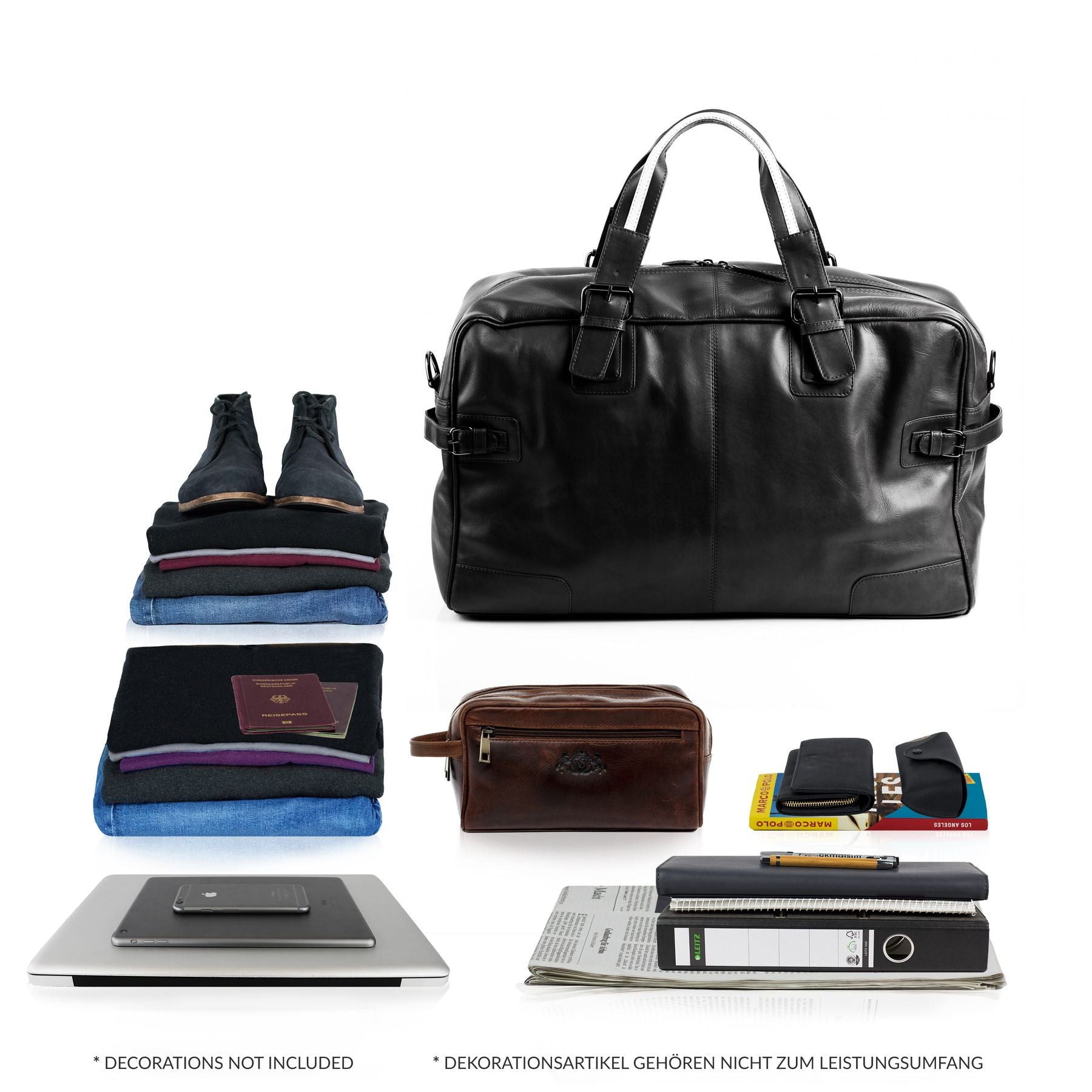 BACCINI Reisetasche Weekender Leder ROBERTO schwarz 15701