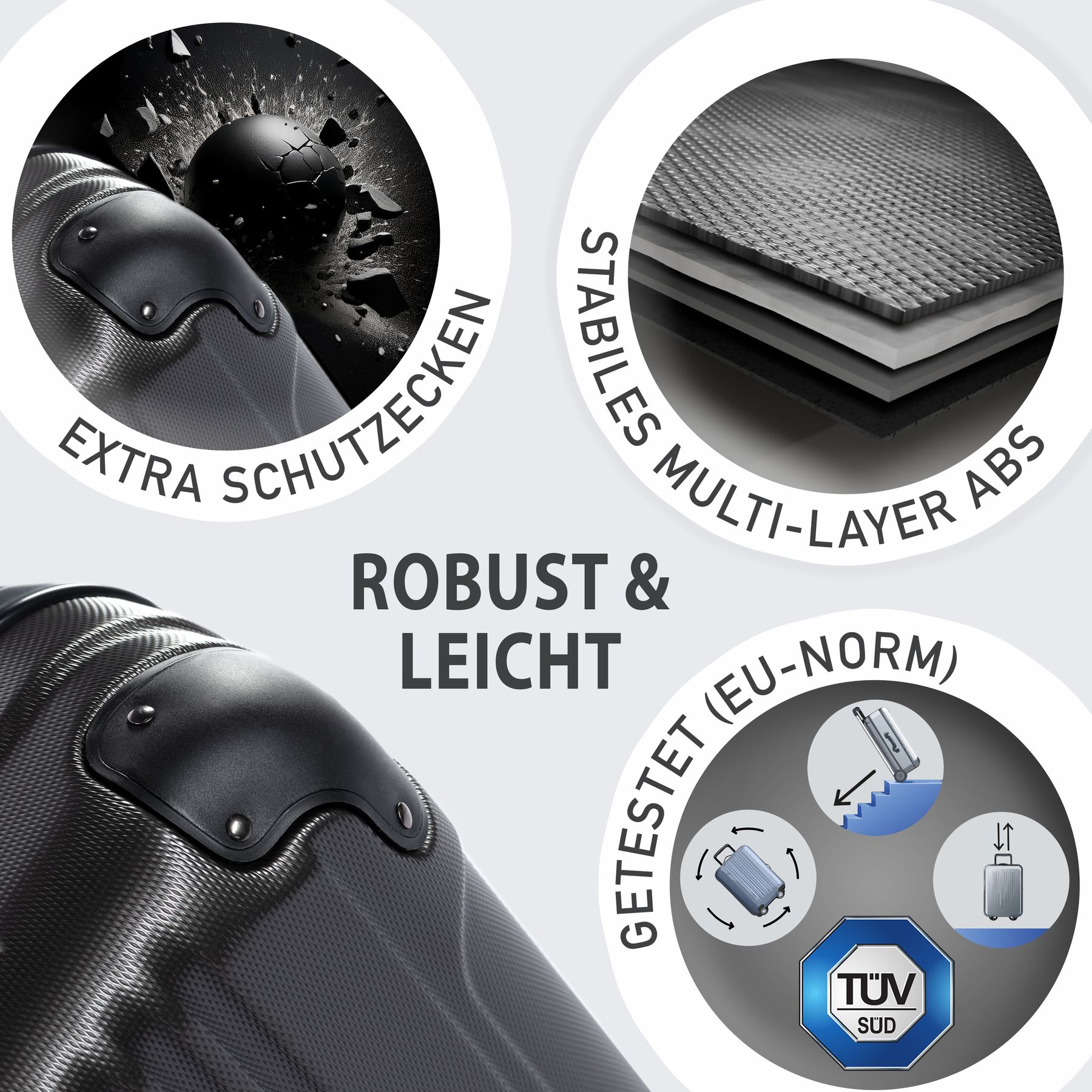 FERGÉ Kofferset 3-teilig QUÉBEC 3er Trolley Set 4 Rollen 47118