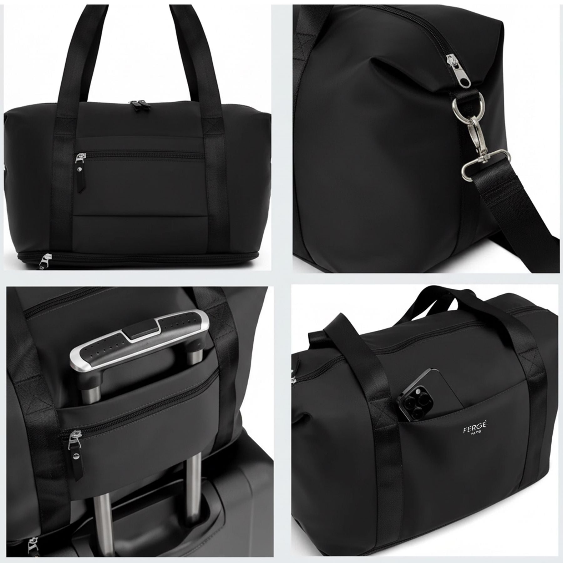 FERGÉ Milano Kombi Reisetasche Kulturtasche schwarz 7