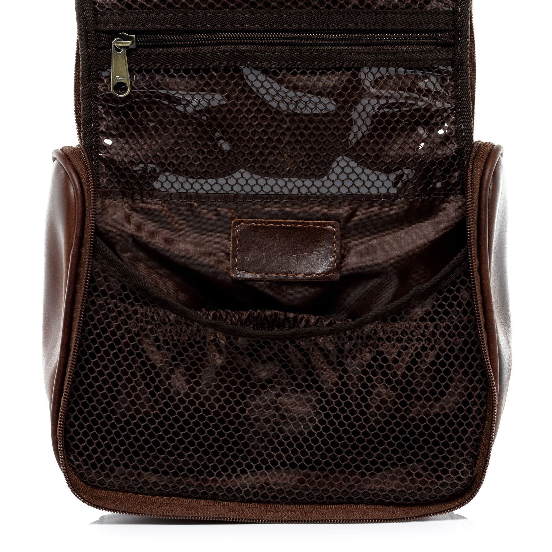 FERGÉ Kulturtasche Leder PAULINE braun Kulturbeutel 48244