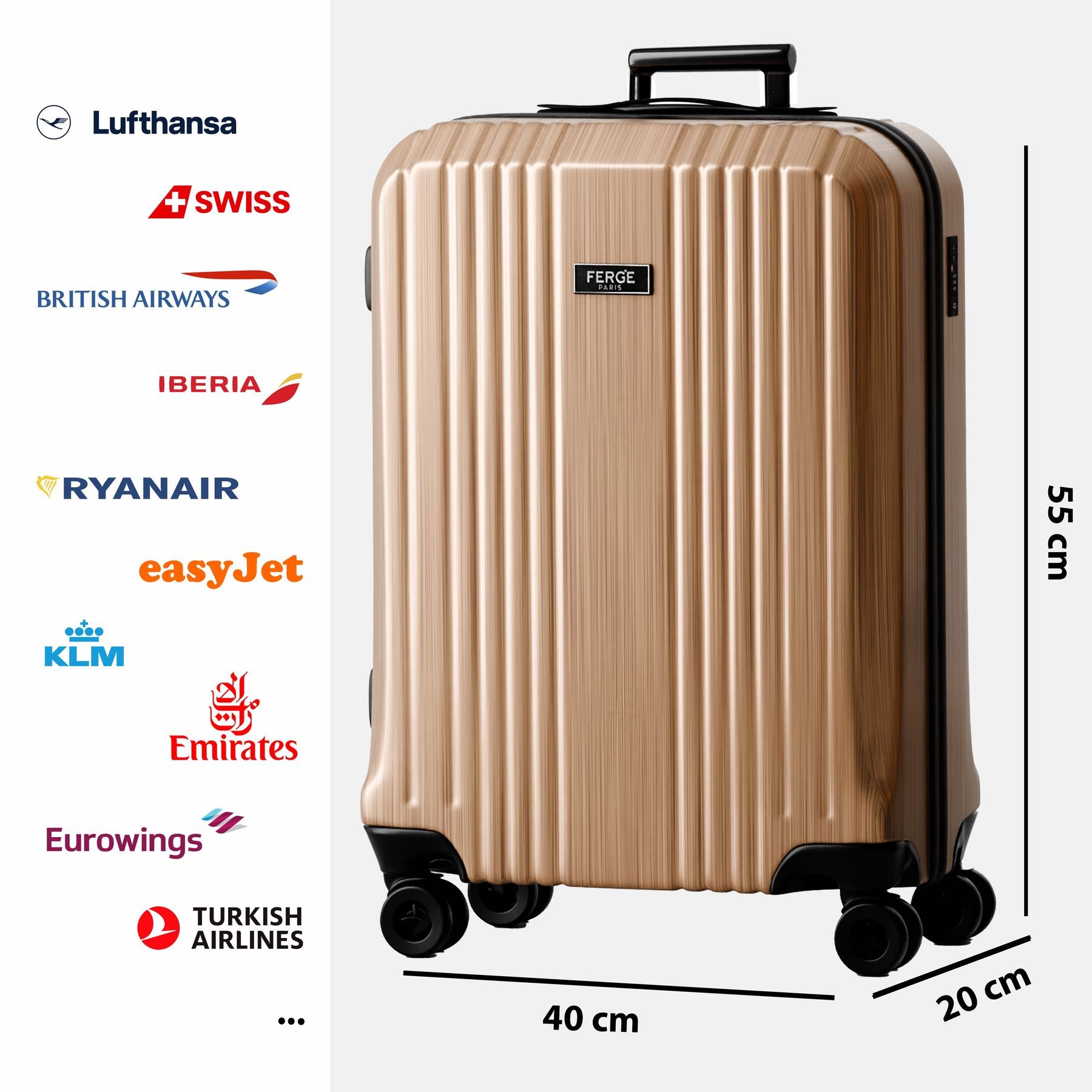 FERGÉ Handgepäckskoffer CANNES Bordgepäck Hartschale 50019