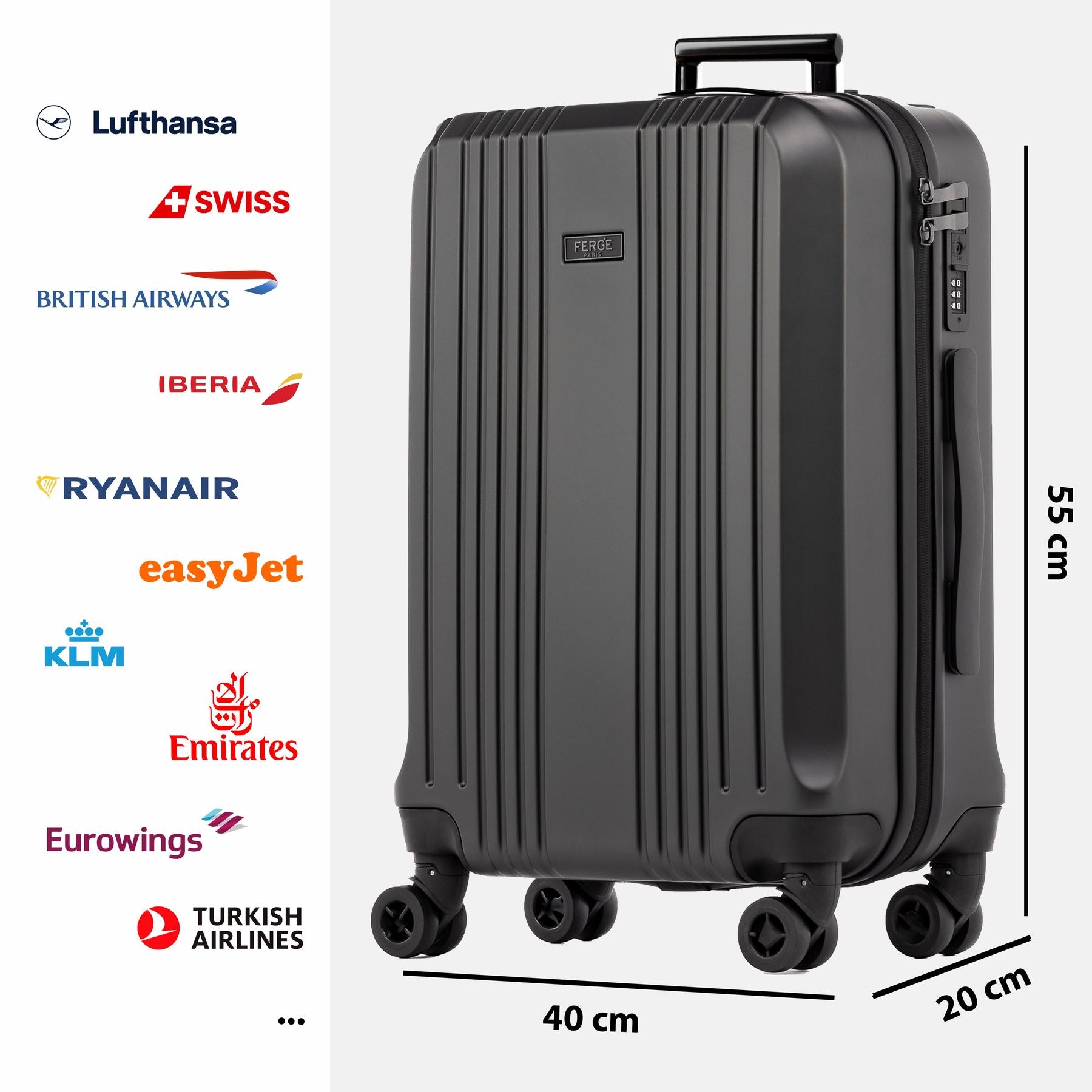 FERGÉ Handgepäckskoffer CANNES Bordgepäck Hartschale 50015