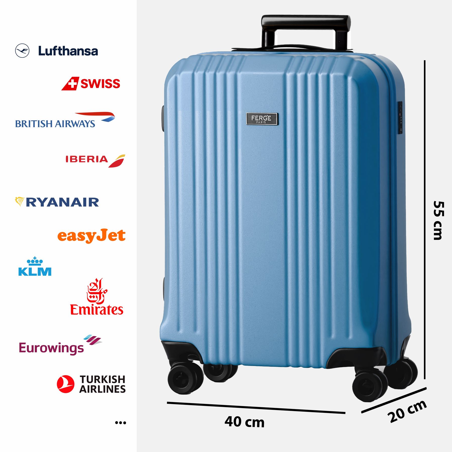 FERGÉ Handgepäckskoffer CANNES Bordgepäck Hartschale 50016