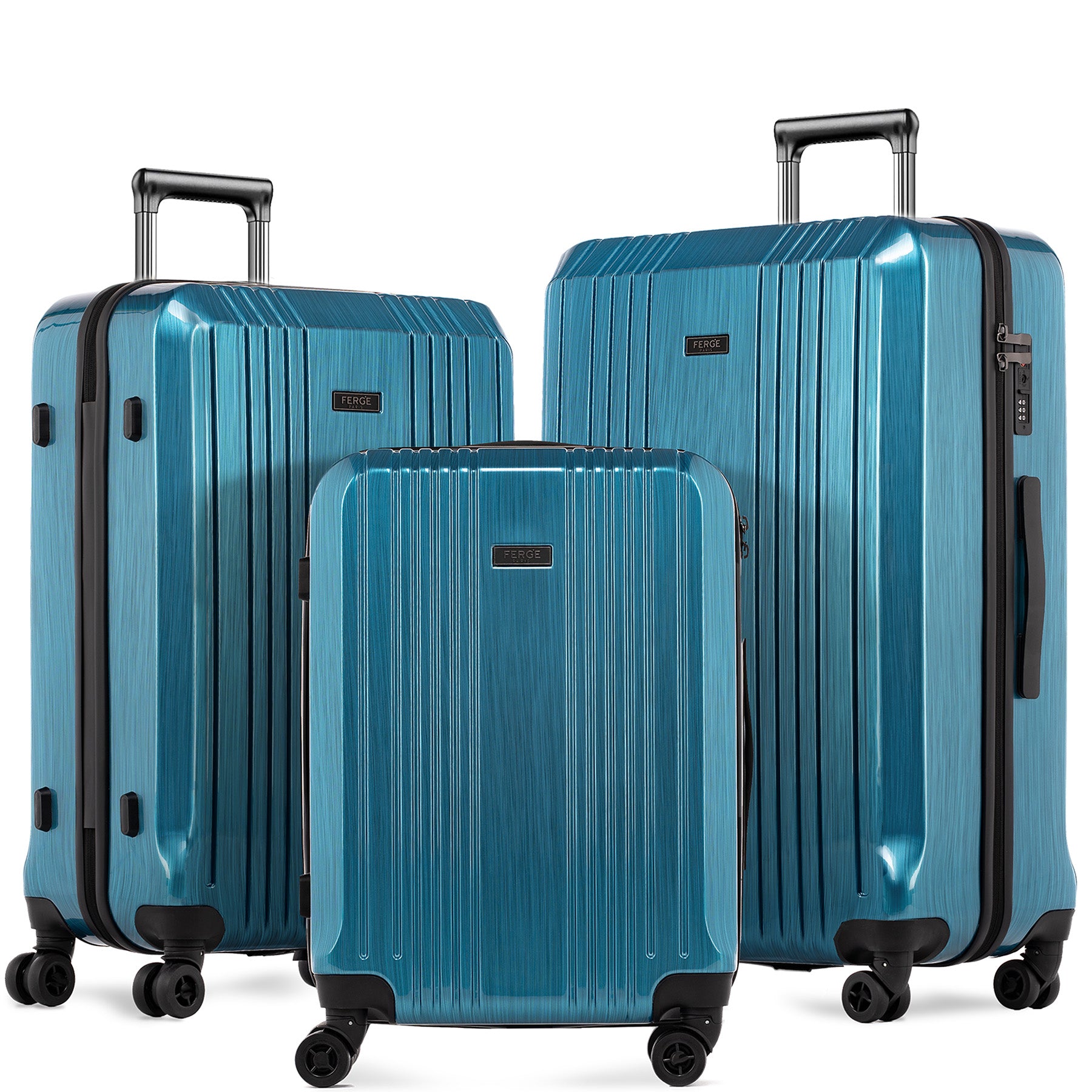 FERGÉ Kofferset 3-teilig ABS CANNES 3er Trolley Set Hartschale Petrol Main