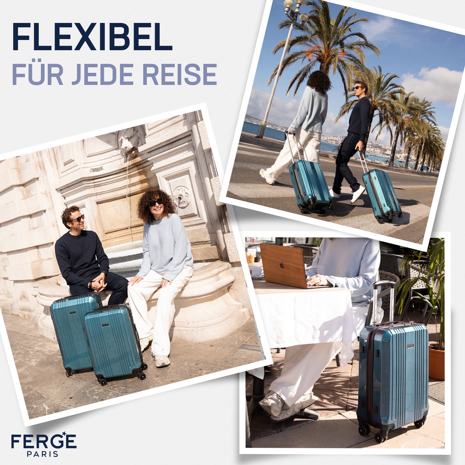 FERGÉ Kofferset 3-teilig ABS CANNES 3er Trolley Set Hartschale 45283