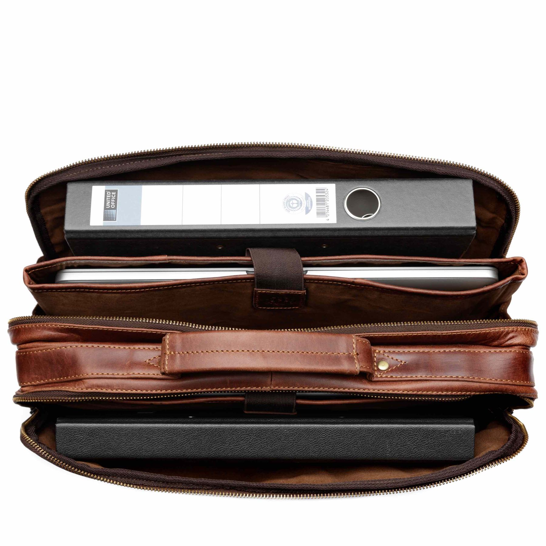 FERGÉ Laptoptasche Leder CLEMENT braun 15" Businesstasche 48435