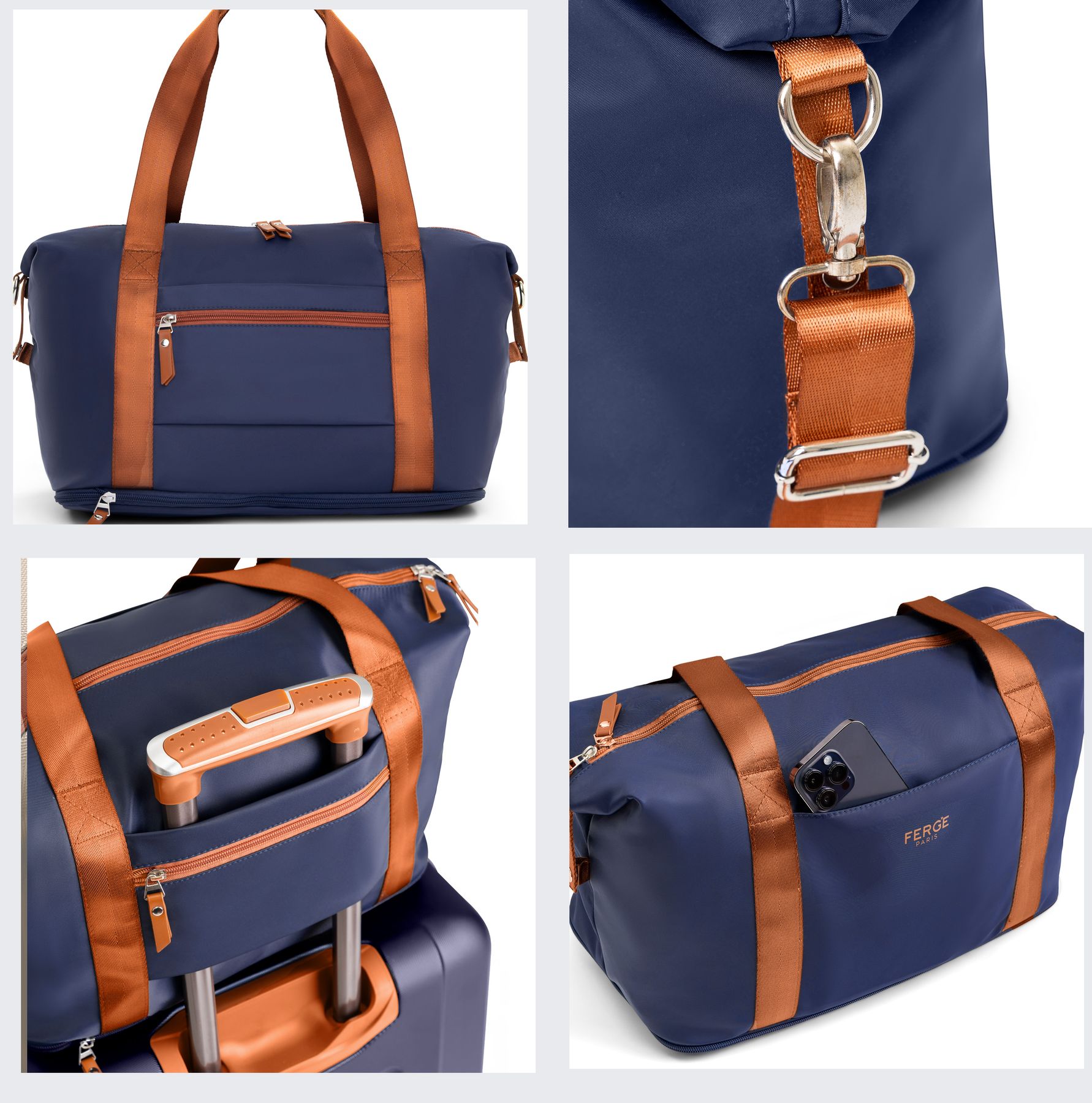 FERGÉ Reisetasche MILANO Handgepäck in blau, schwarz 21