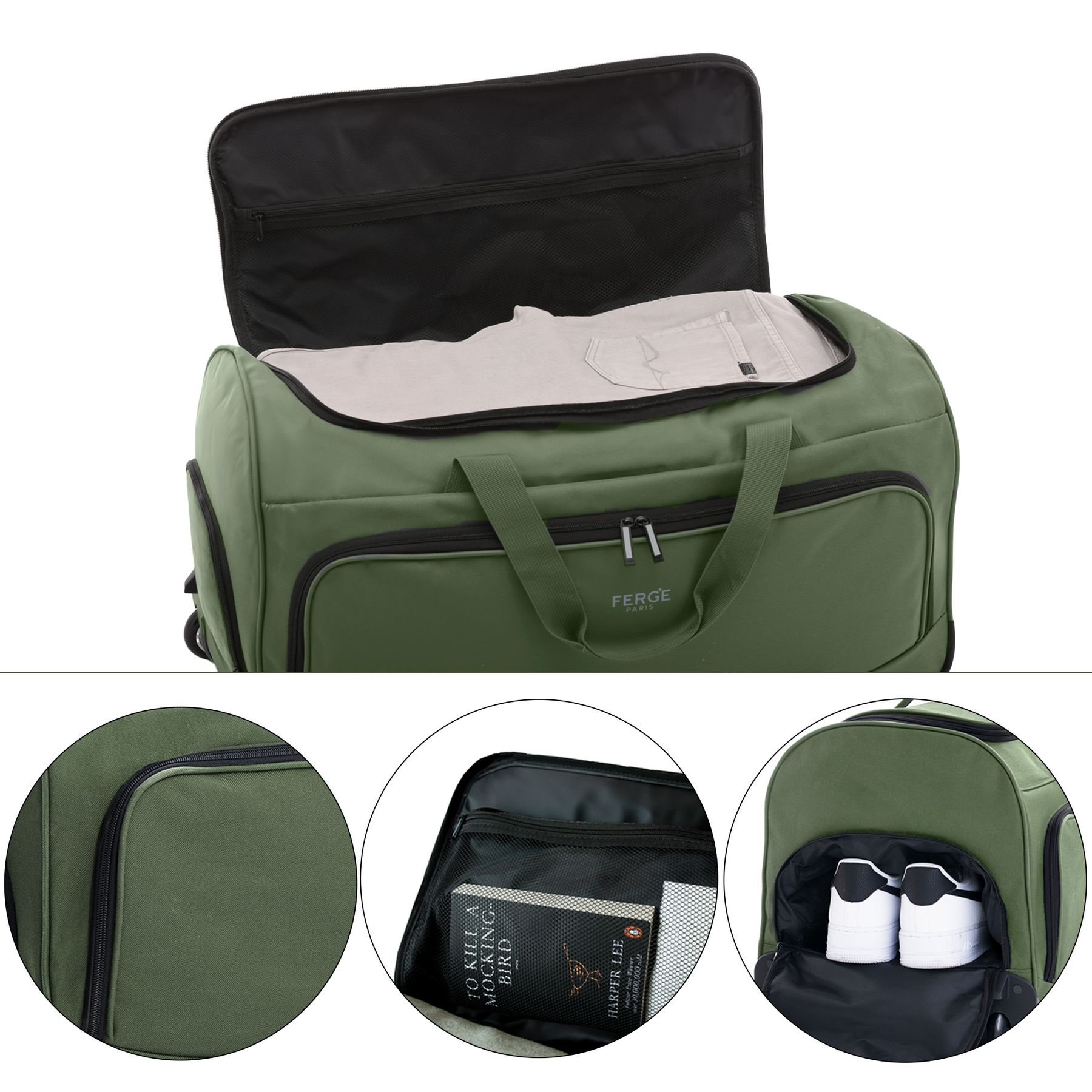 FERGÉ Reisetasche mit Schuhfach und Trolley 46985