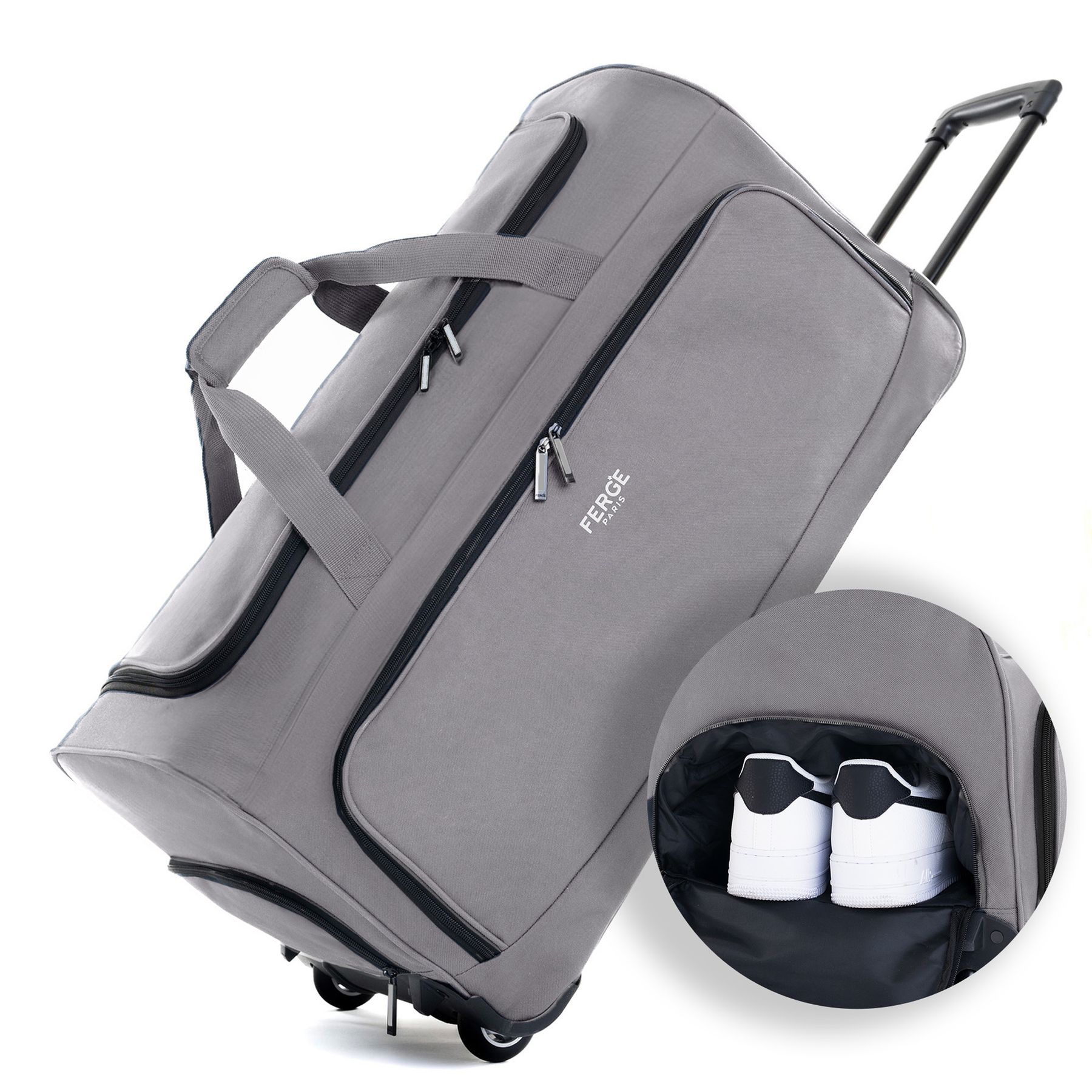 FERGÉ Reisetasche mit Schuhfach und Trolley 46973