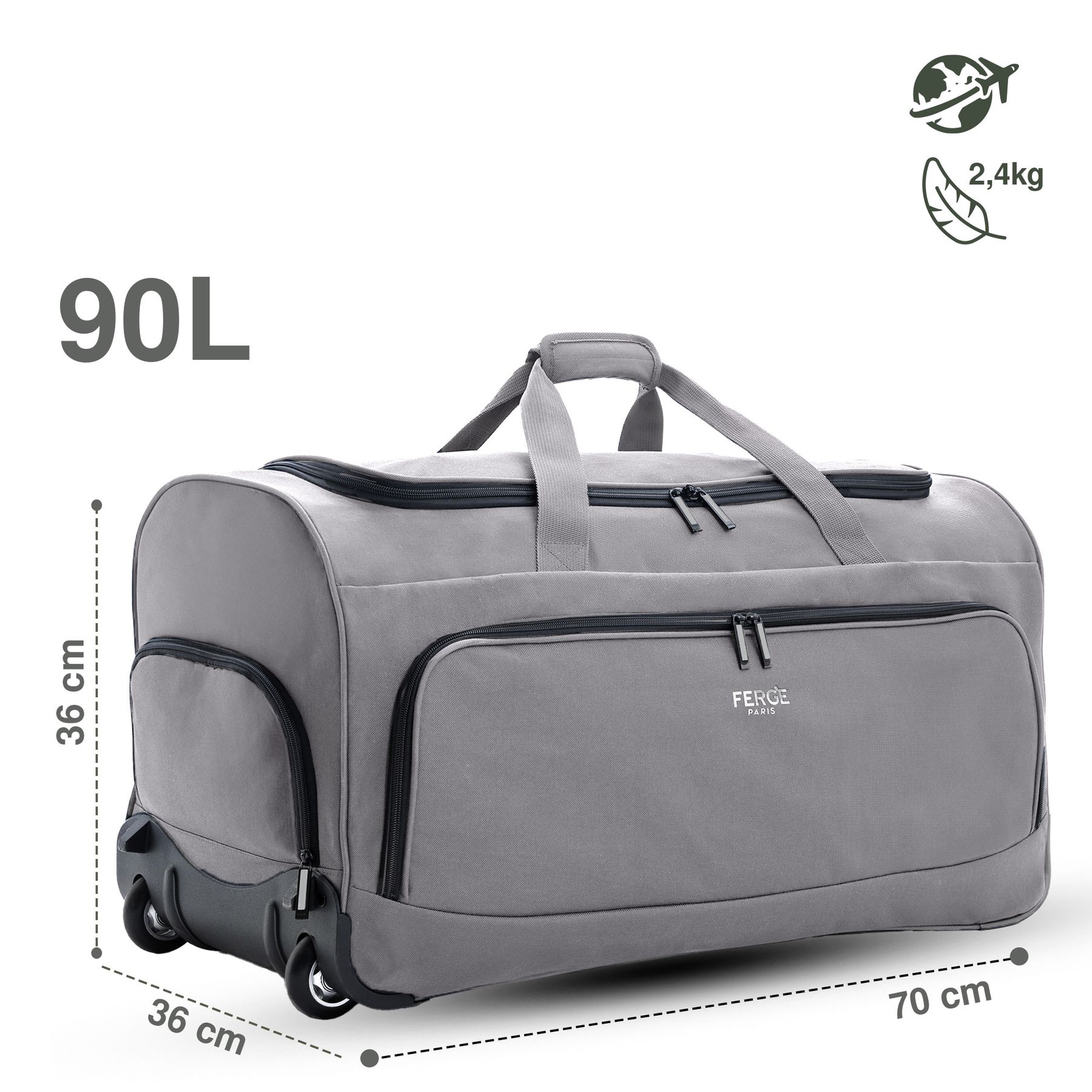 FERGÉ Reisetasche mit Schuhfach und Trolley 46975