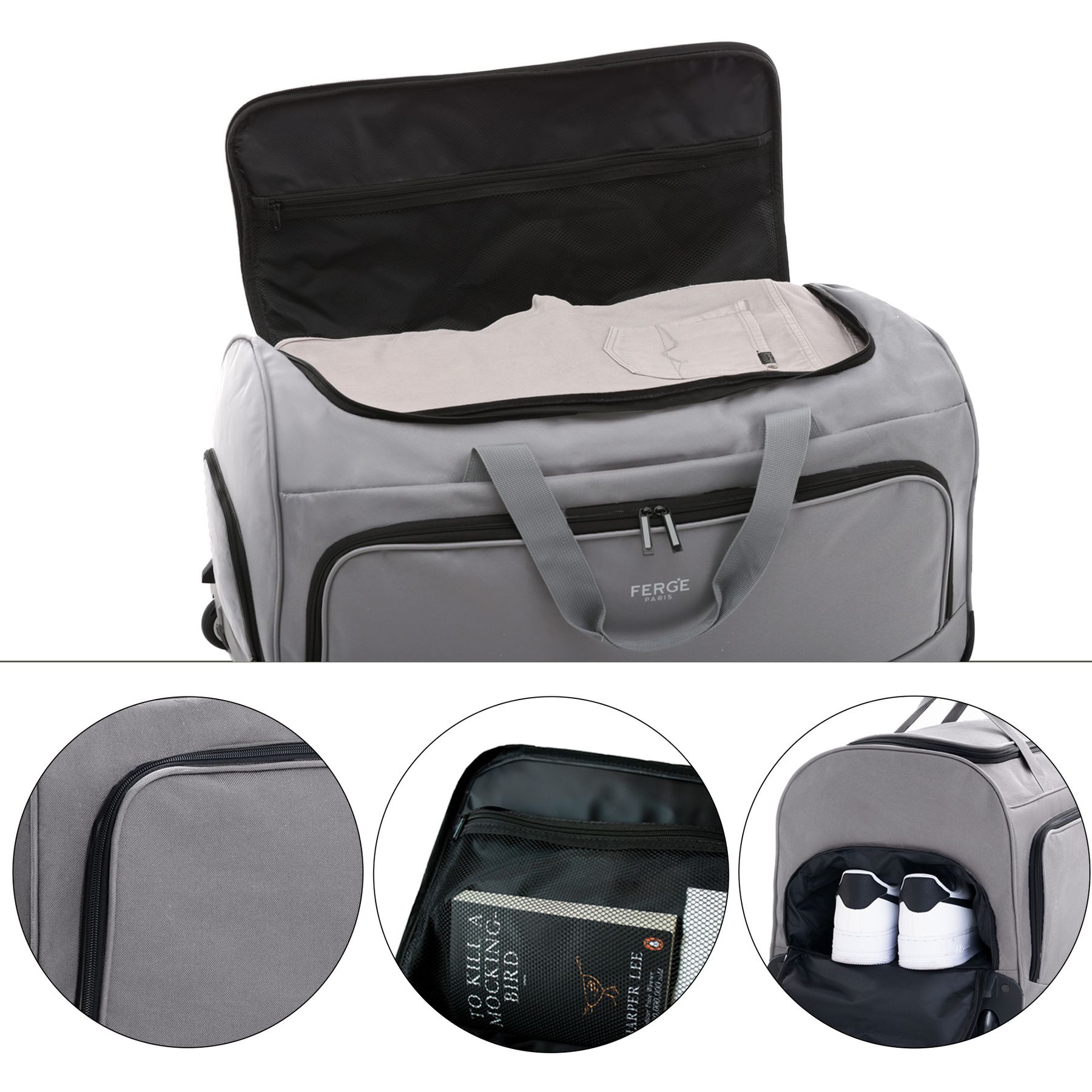 FERGÉ Reisetasche mit Schuhfach und Trolley 46976