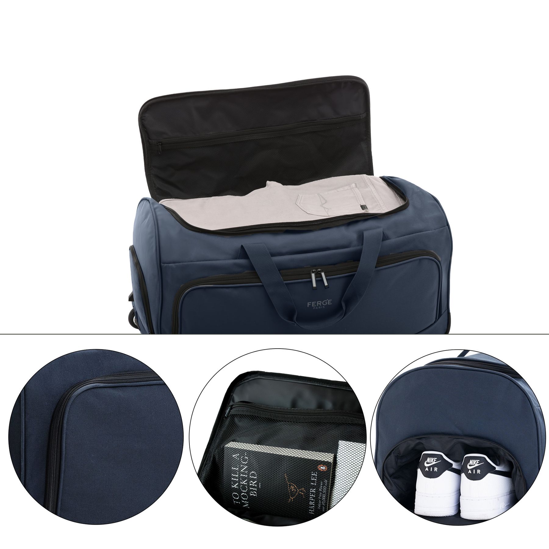 FERGÉ Reisetasche mit Schuhfach und Trolley 46970