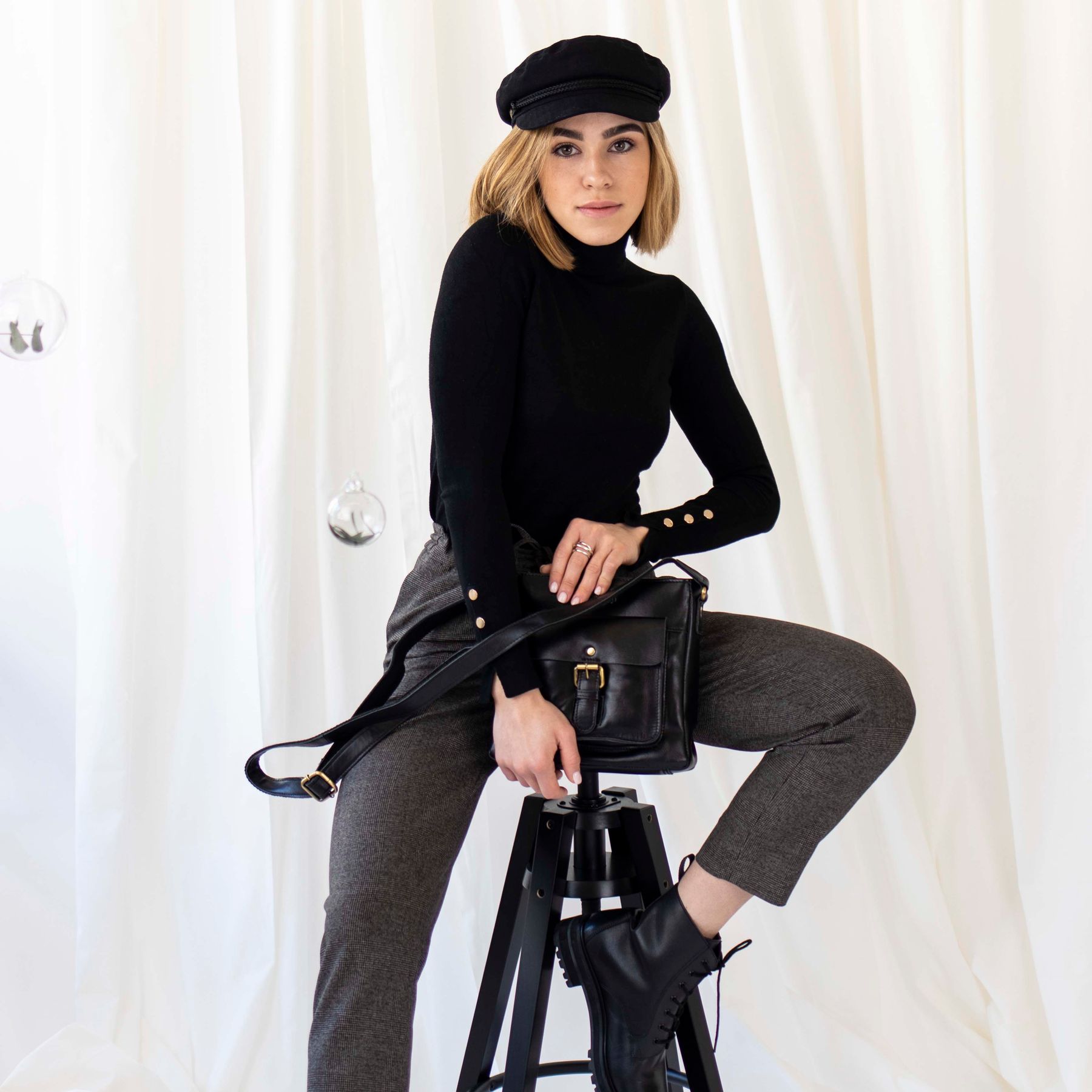 FERGÉ Schultertasche Leder braun PARIS Handtasche Leder 48271