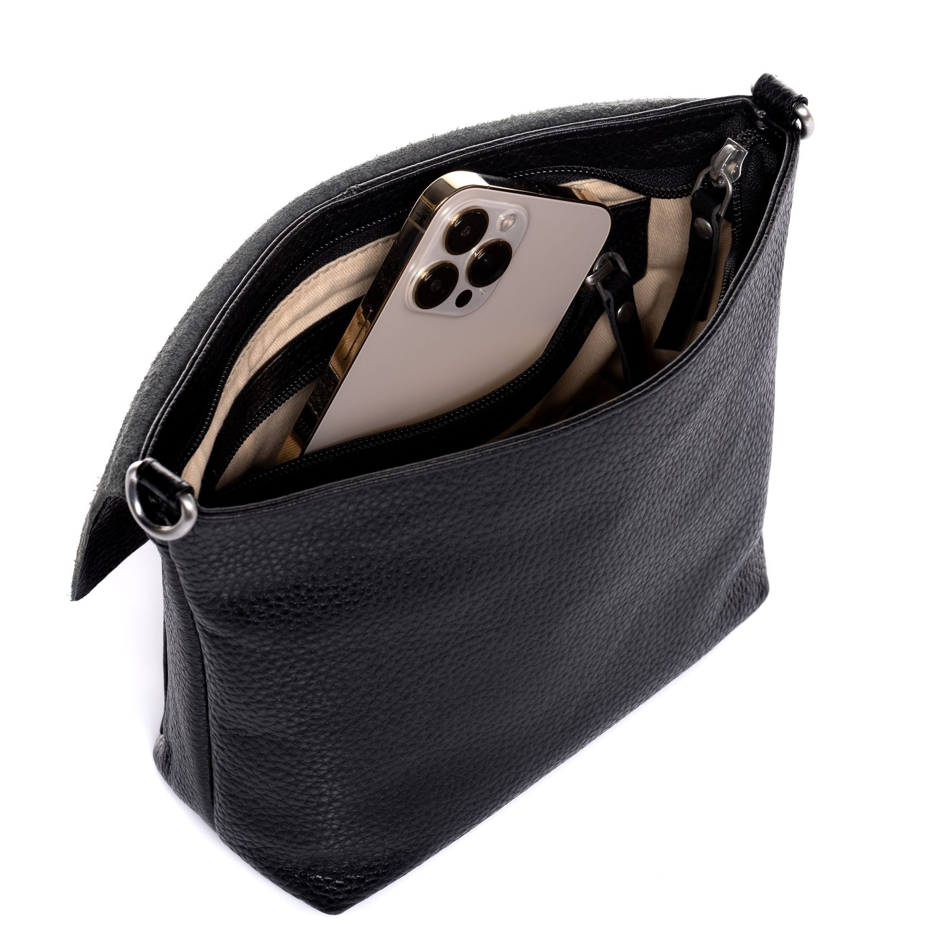 FEYNSINN BERLIN Schultertasche Leder & Umhängetasche Leder klein LIVA schwarz 41845