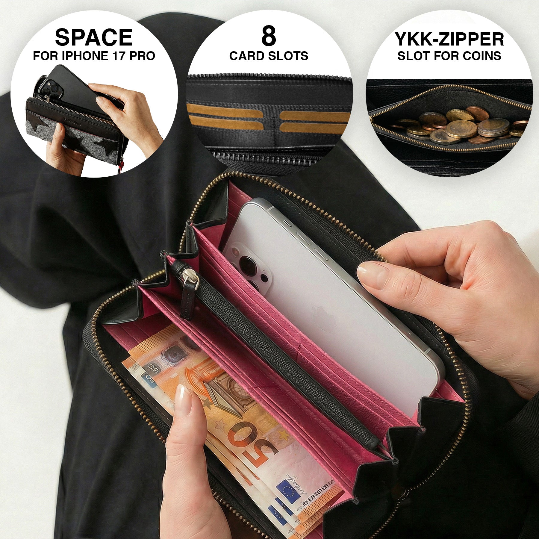 Geldbeutel-Leder-schwarz-grau-4-Faecher