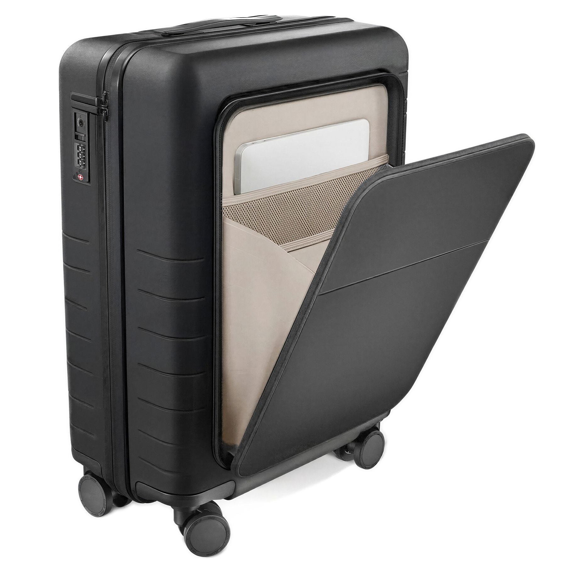 FEYNSINN Handbagagekoffer RYKER met voorvak zwart beige olijfgroen Reiskoffer Cabine trolley Harde schaal 4 wielen