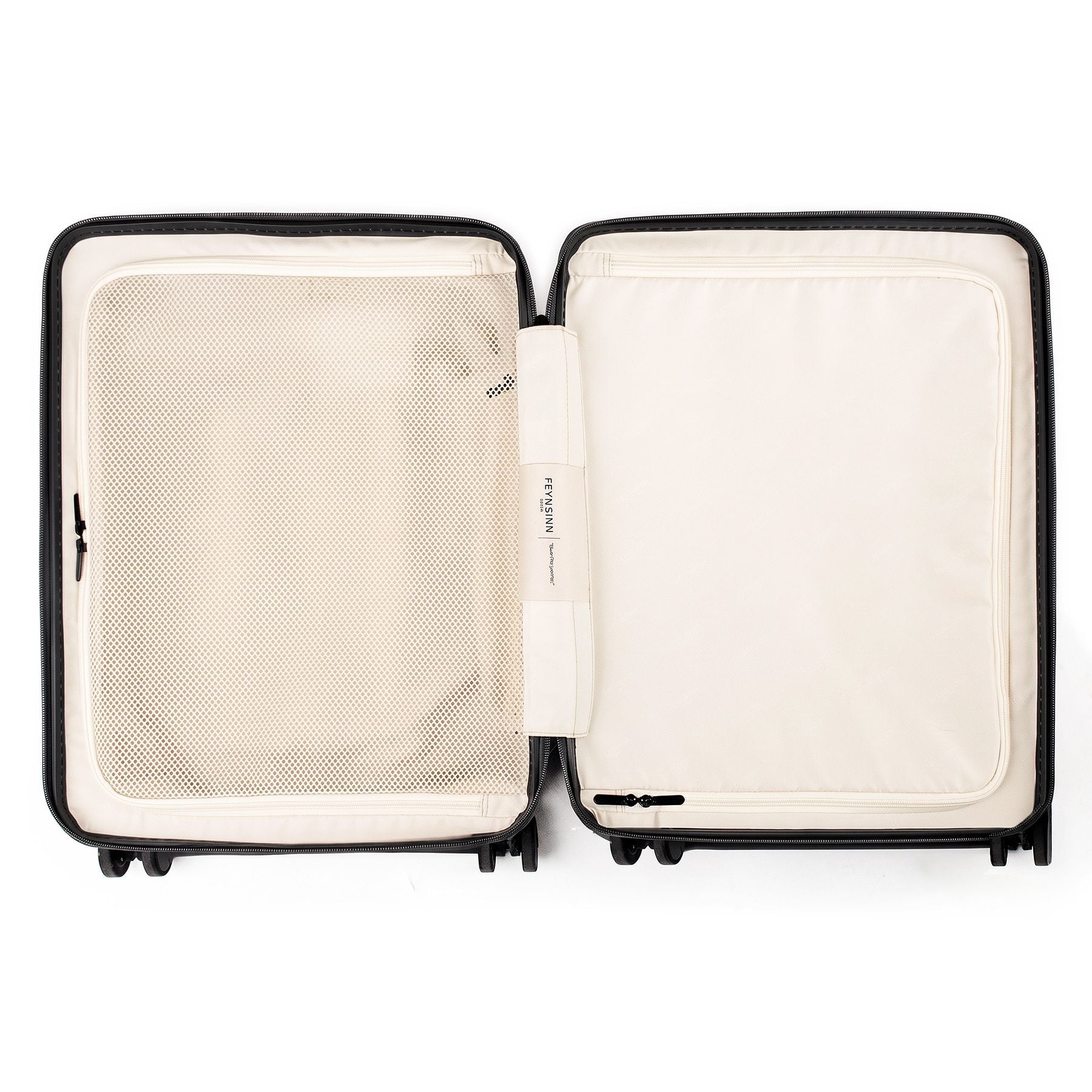 FEYNSINN Handbagagekoffer RYKER met voorvak zwart beige olijfgroen Reiskoffer Cabine trolley Harde schaal 4 wielen