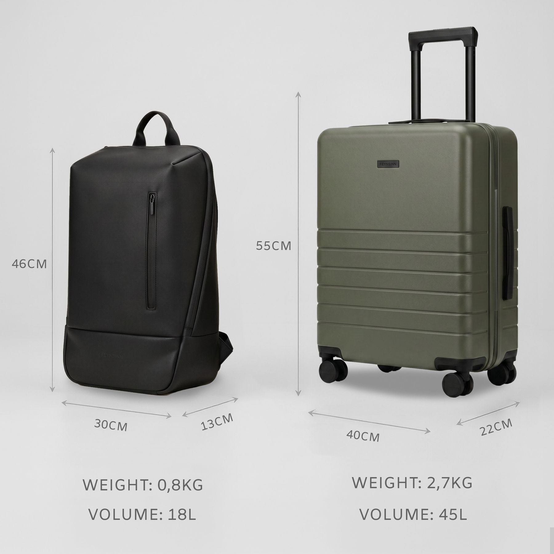 RYKER & DAG Travel Set Olive Sizes