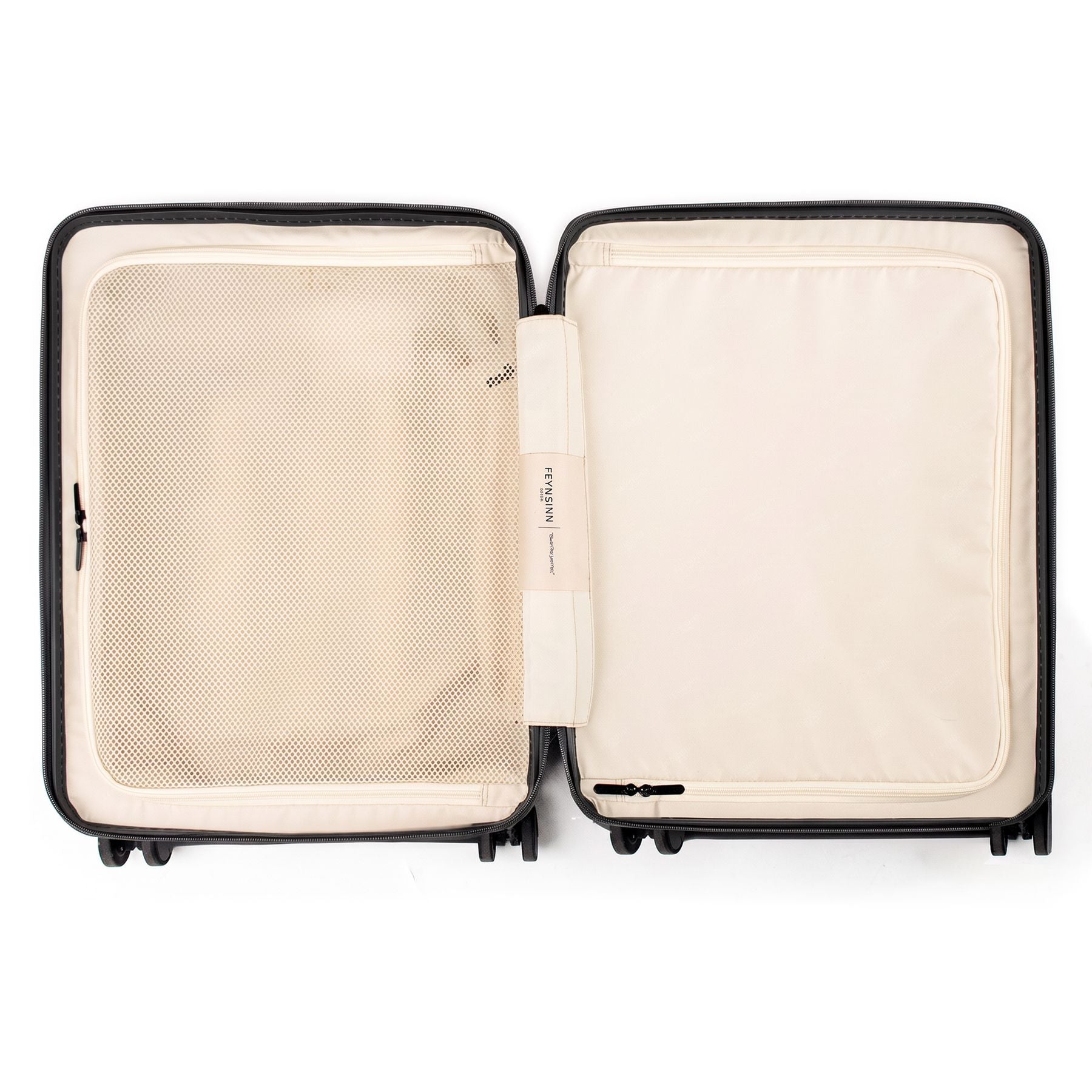 FEYNSINN carry-on suitcase RYKER with front compartment black beige olive travel suitcase cabin trolley hard shell 4 wheels