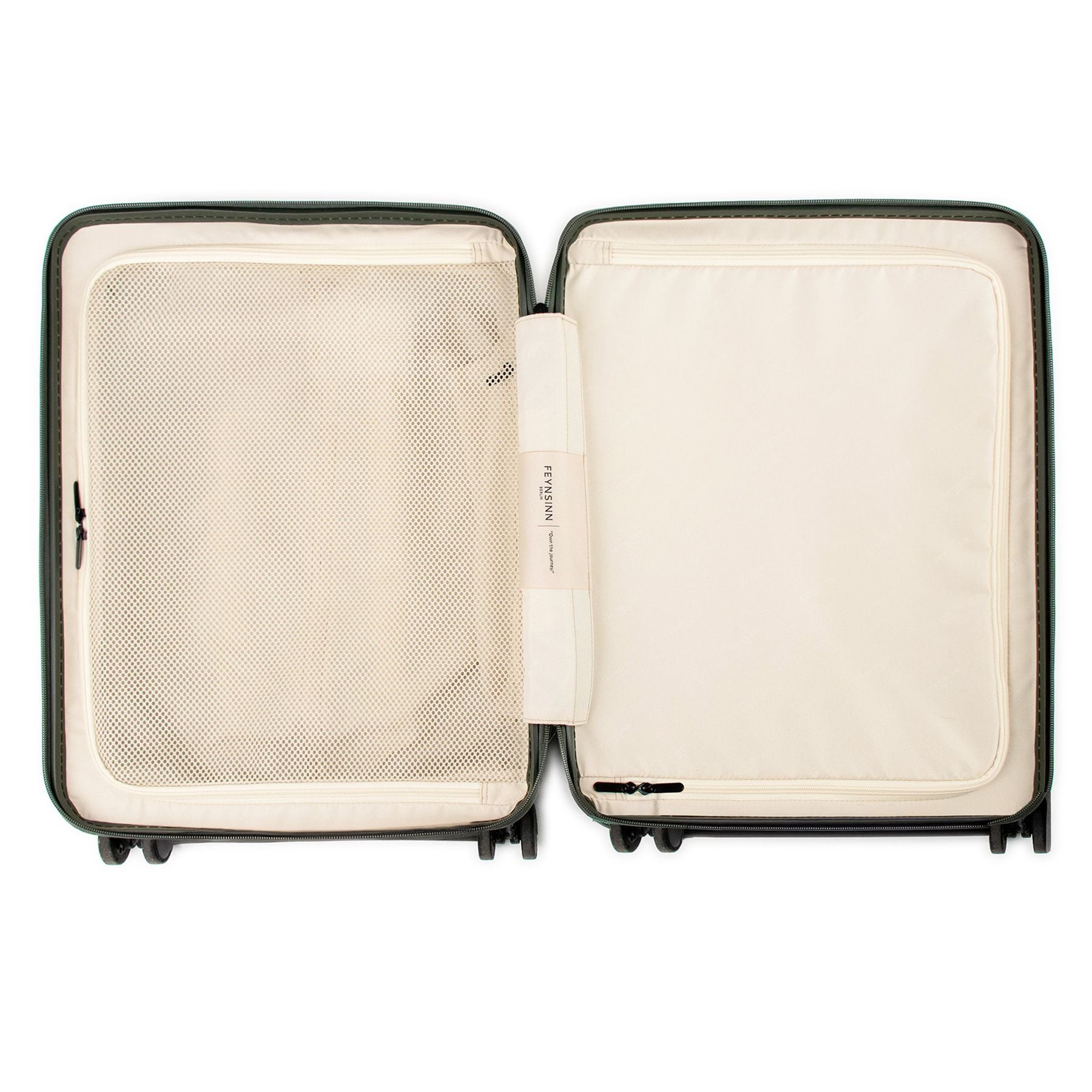 FEYNSINN carry-on suitcase RYKER with front compartment black beige olive travel suitcase cabin trolley hard shell 4 wheels