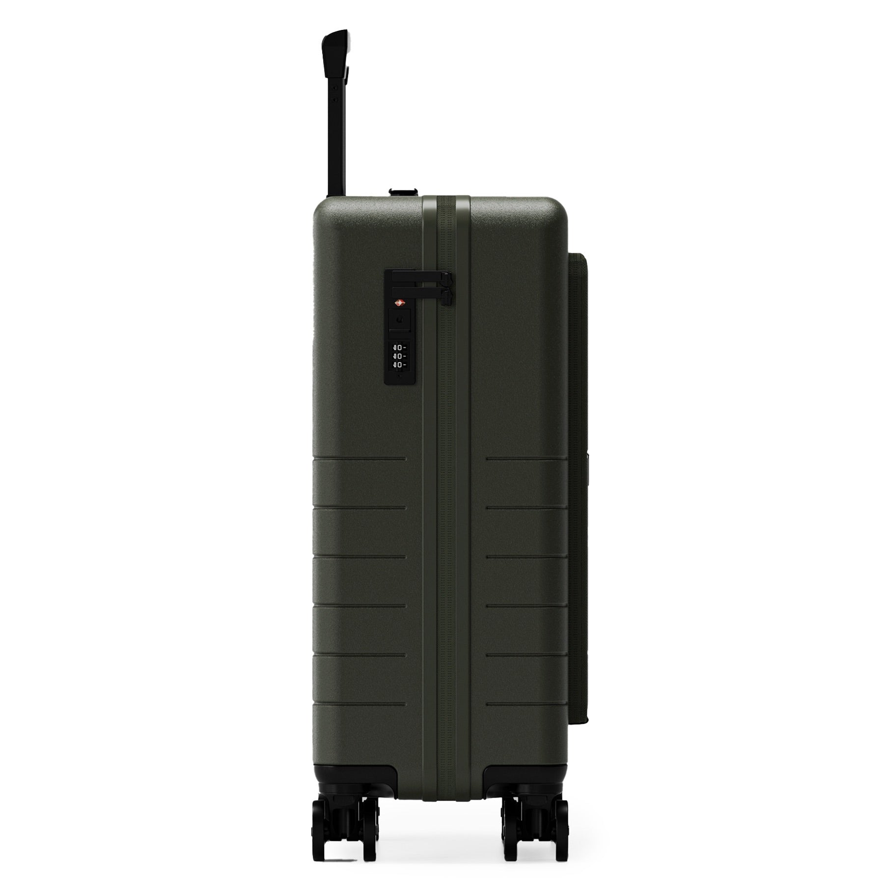 FEYNSINN Handgepäck-Koffer RYKER mit Frontfach schwarz beige olive Reisekoffer Kabinen-Trolley Hartschale 4 Rollen 50709