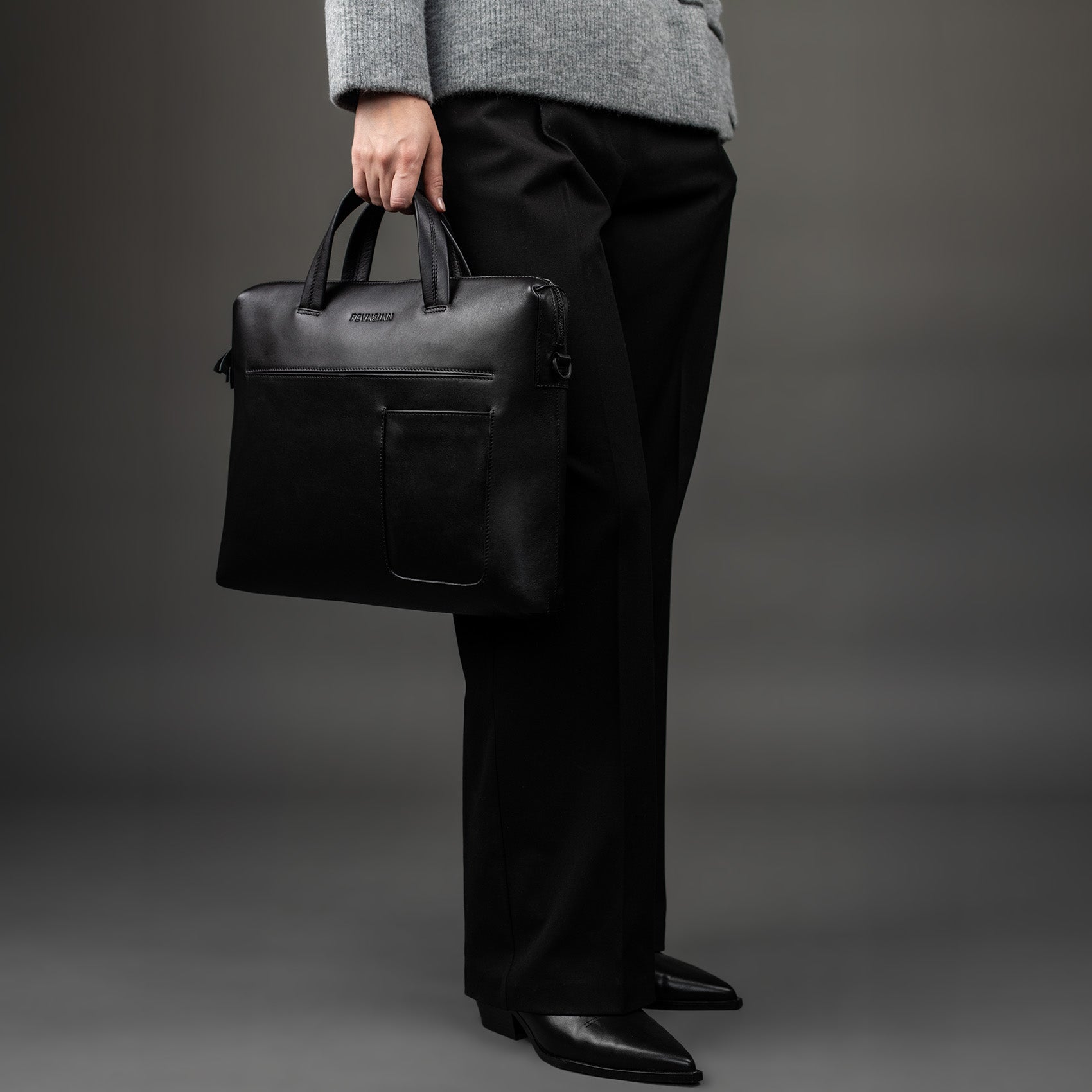 FEYNSINN Laptoptasche Leder ENNO schwarz Businesstasche 44336