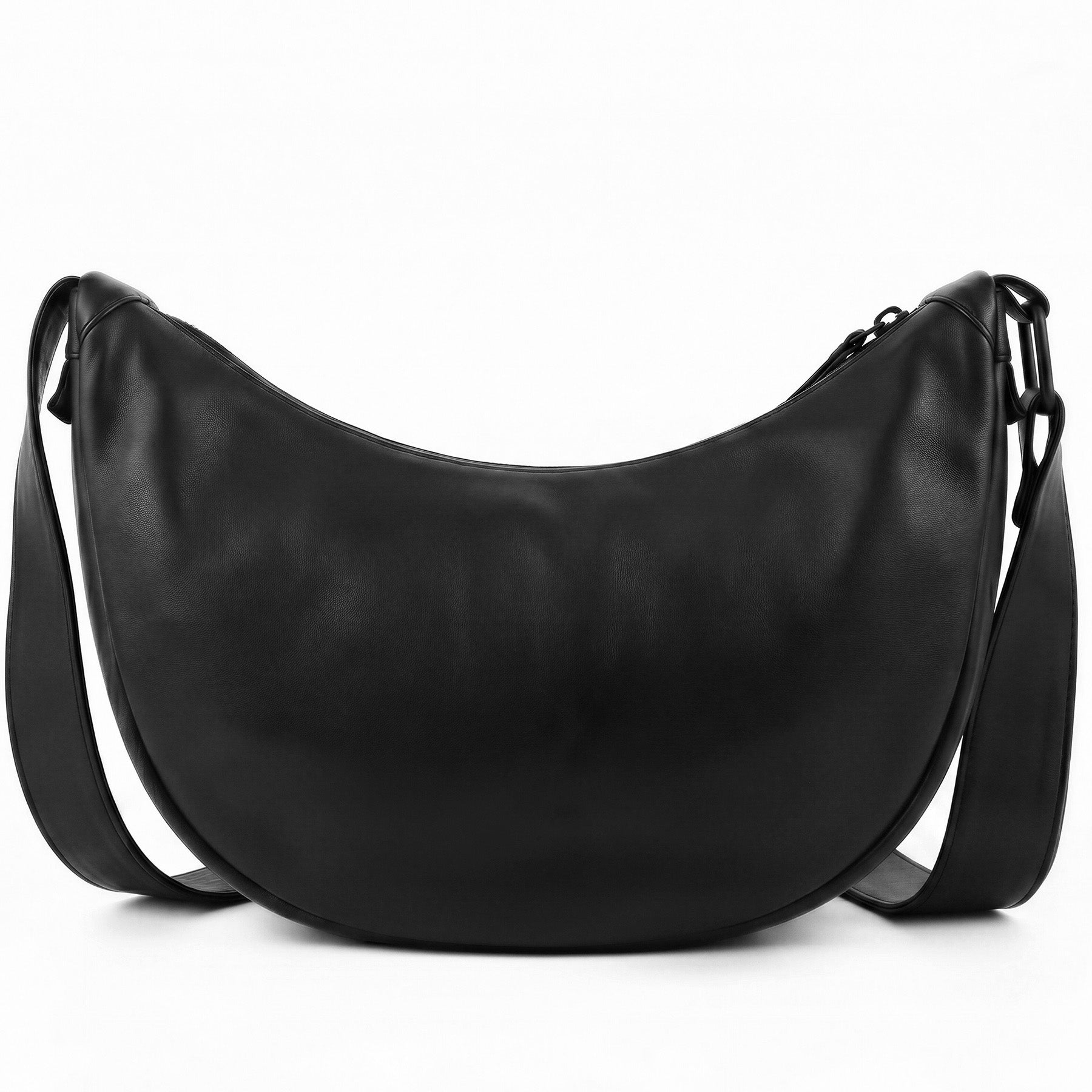 Schultertasche Leder schwarz LYKKE Moonbag