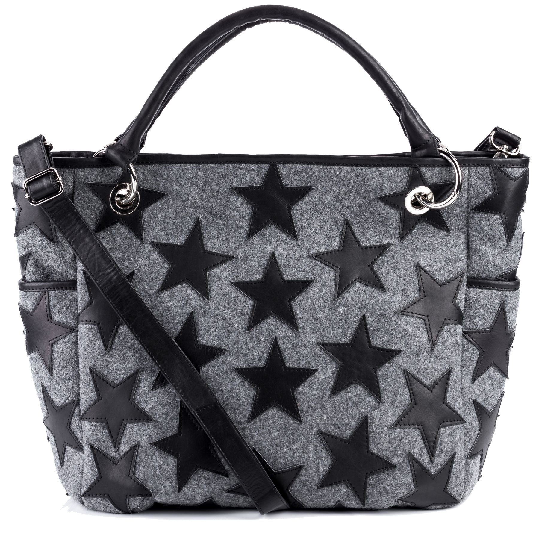 FEYNSINN BERLIN Schultertasche Leder STARS felt-schwarz 15395