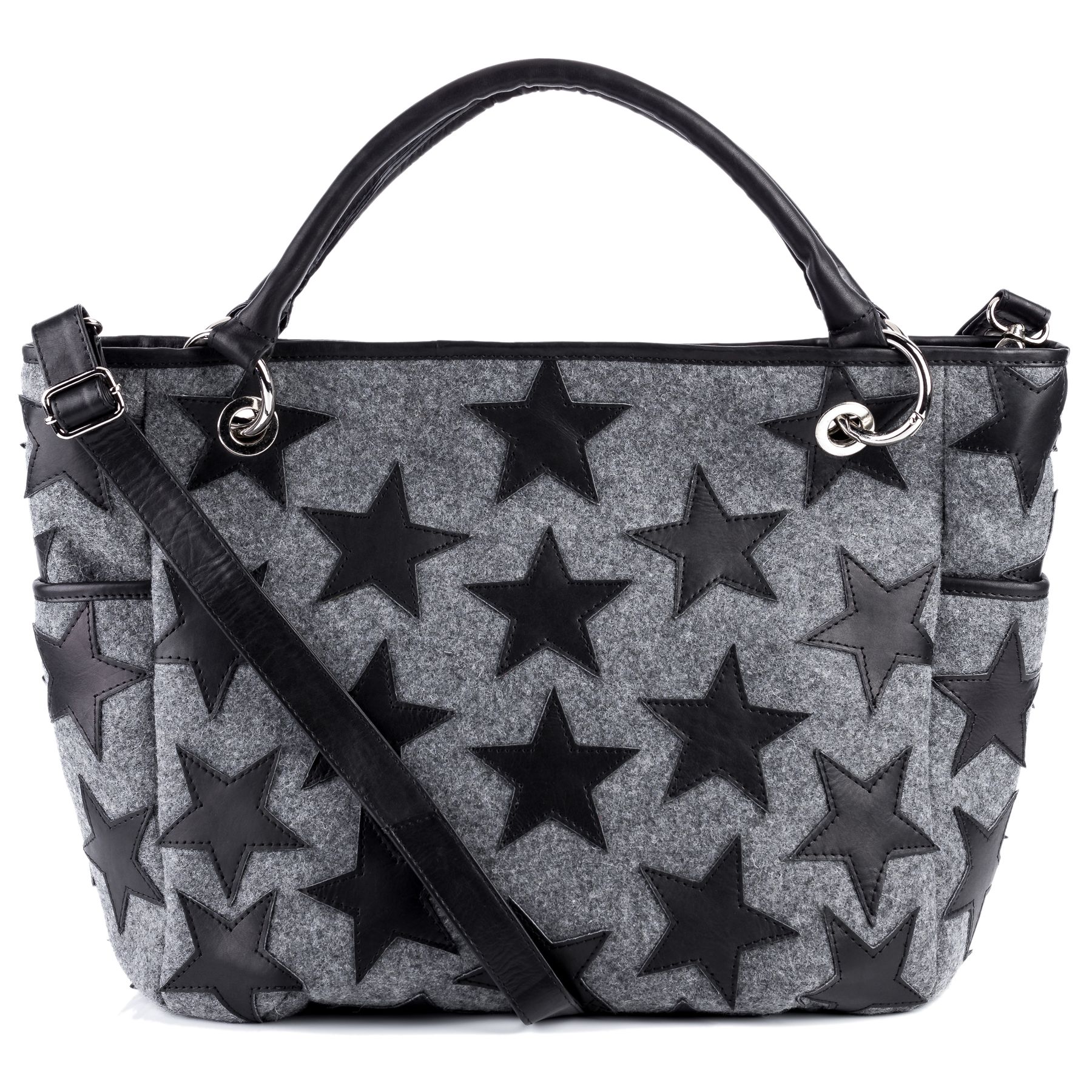 FEYNSINN BERLIN Schultertasche Leder STARS felt-schwarz 15240