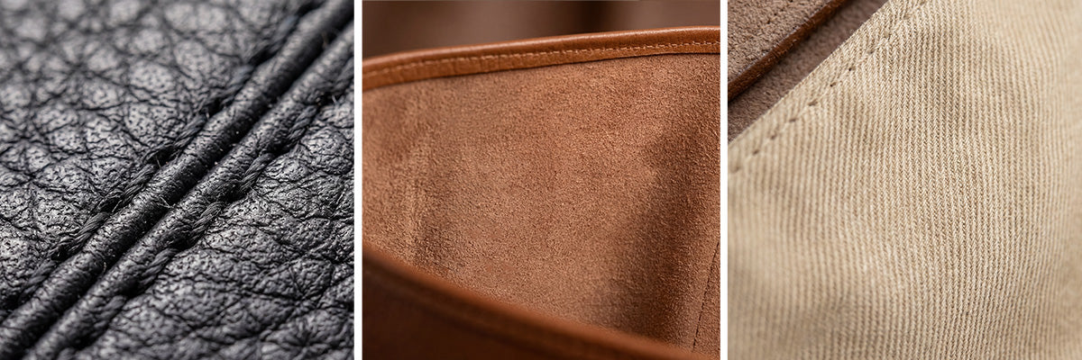 Material hochwertig Leder, Veloursleder und Baumwoll Lining