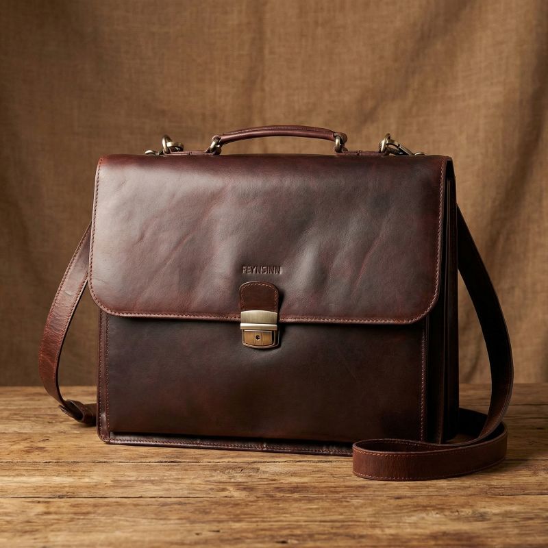 Aktentasche FEYNSINN Emilio stehend auf einem Tisch