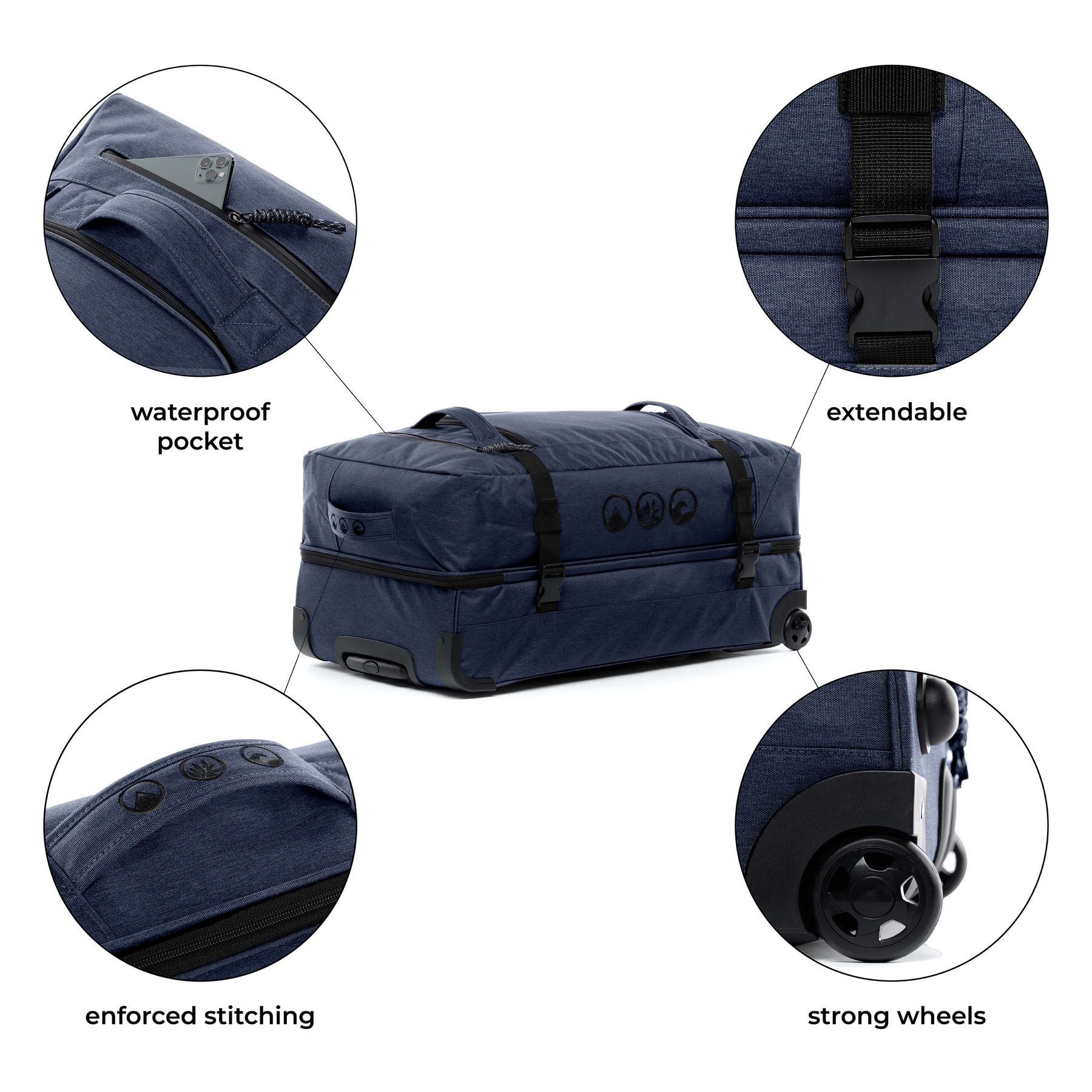 Reisetasche mit 2 Rollen KANE Duffel-Trolley XXL 140 L Rollkoffer 25